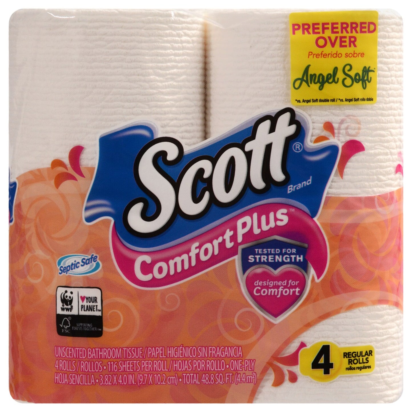 Scott Comfort Plus 1-Ply Bathroom Tissue, 4-ct. Packs (Pack of 12)