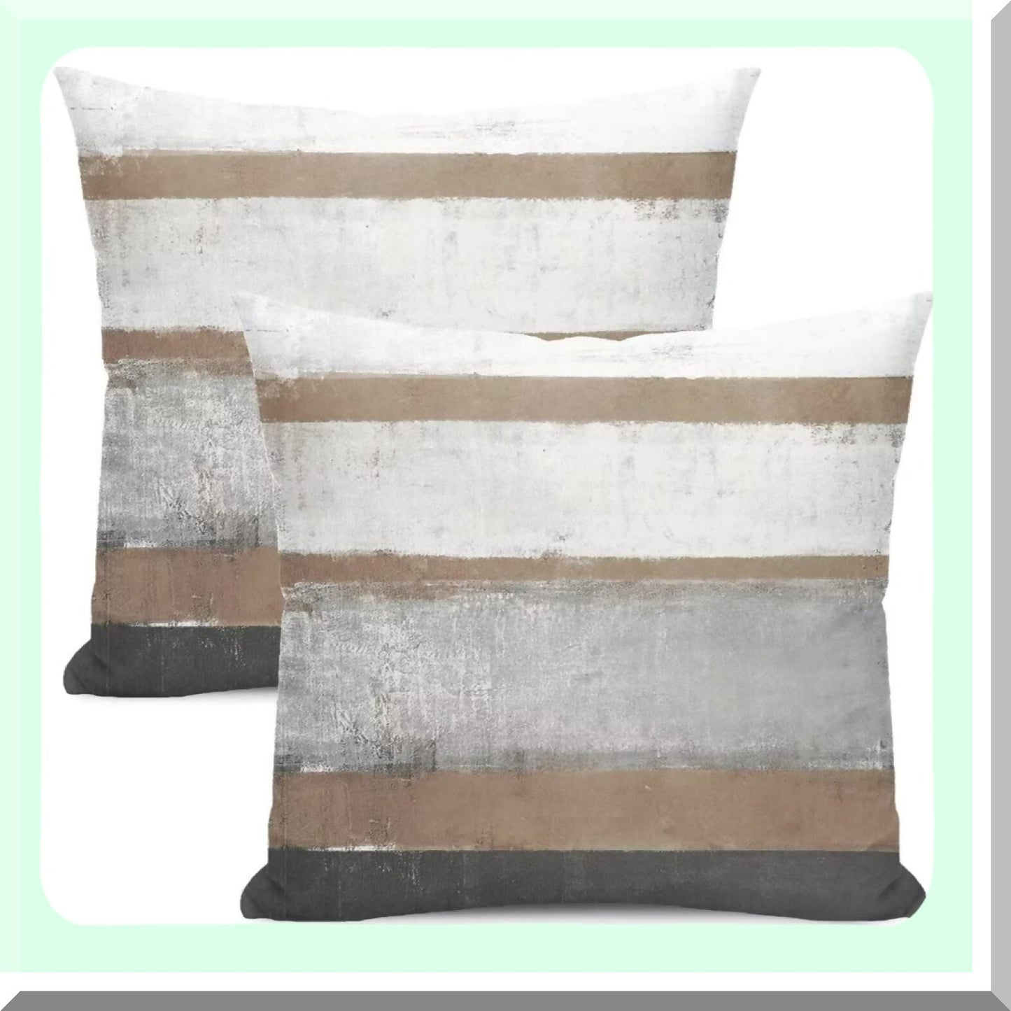 Modern Art Striped Pillow Covers - Set of 2 Decorative Throw Pillows for Home Couch Sofa - 18x18 Cotton Square Cushion Covers - Light Brown Gray