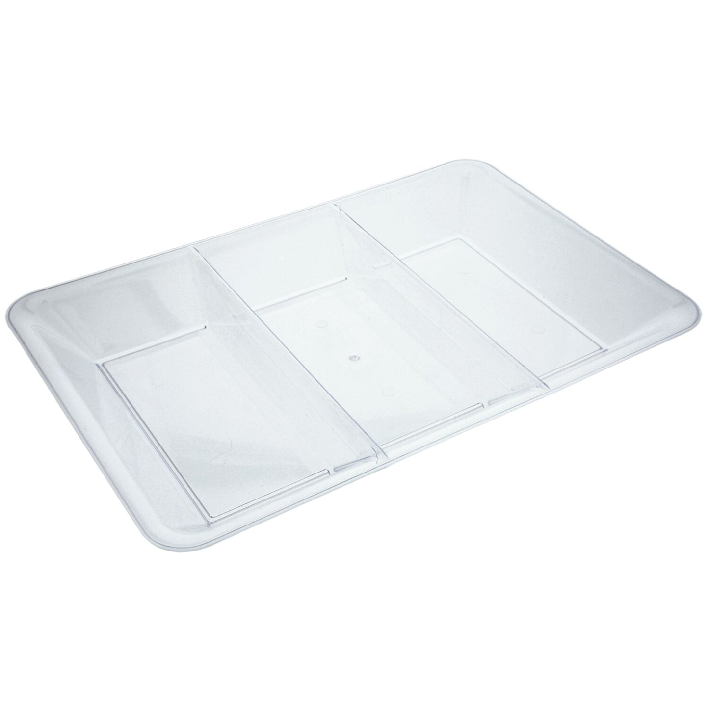 Rectangular Plastic Trays with 3 Compartments, 9x14 in. (Pack of 4)