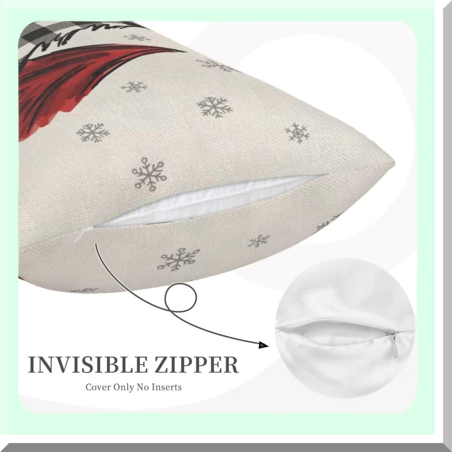 Winter Wonderland Plaid Pillow Covers - Set of 2 12X20 Inch Christmas Tree Decorative Throw Cushion Cases for Farmhouse Home Sofa