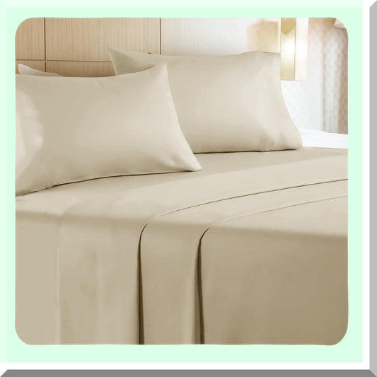 LuxurySoft Queen Size Microfiber Sheet Set - 4 Piece Wrinkle-Free Bed Sheets with Deep Pockets - Extra Soft Queen Bedding Set in Camel Color