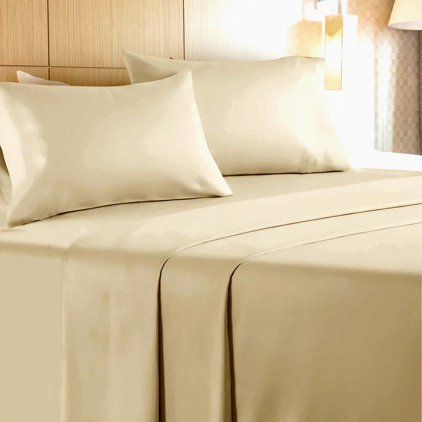 LuxurySoft Queen Size Microfiber Sheet Set - 4 Piece Wrinkle-Free Bed Sheets with Deep Pockets - Extra Soft Queen Bedding Set in Camel Color