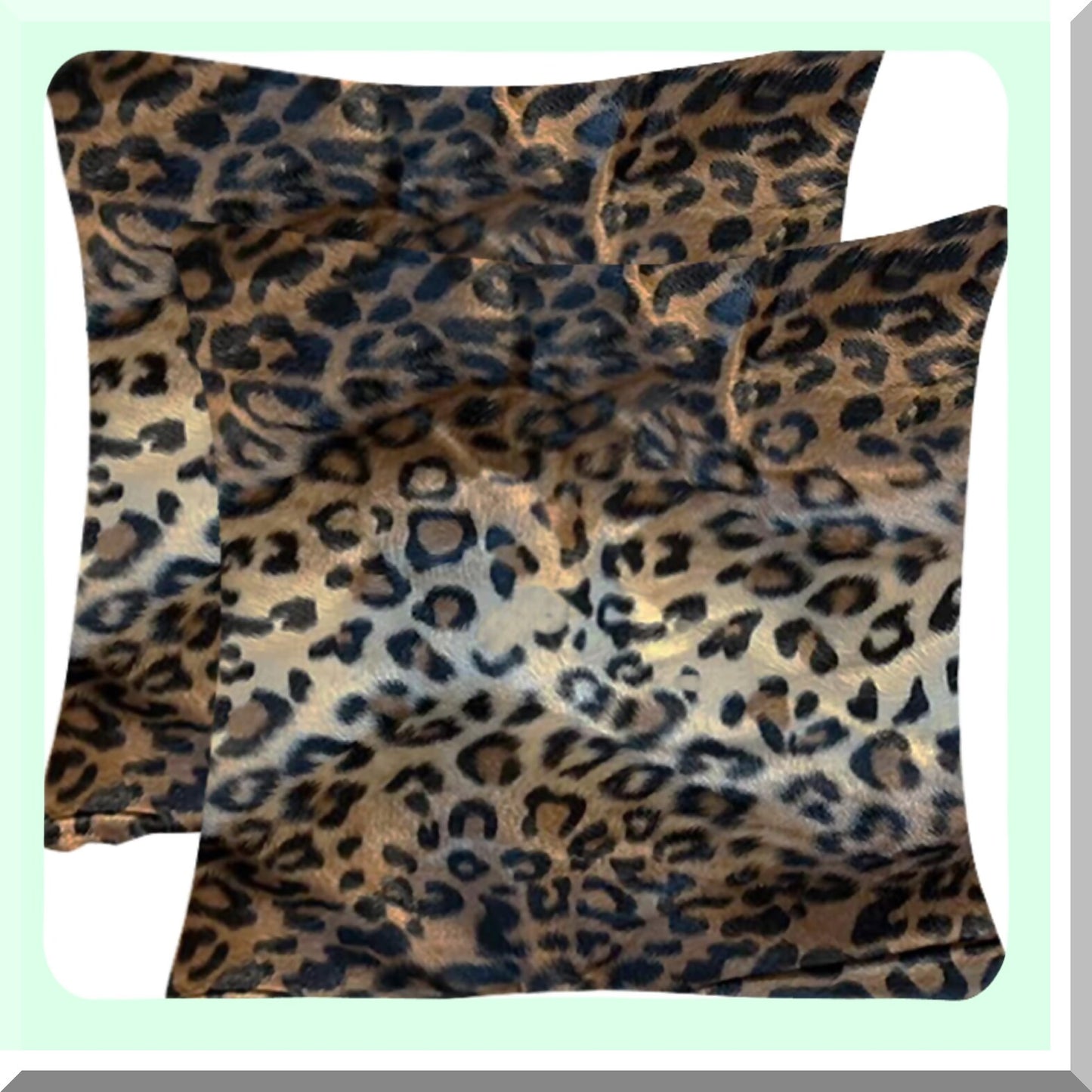 Animal Print Square Pillow Covers - Set of 2 Short Cushion Decorative Throw Pillowcases for Sofa, Bed, Chair, Auto Seat - 18" x 18"