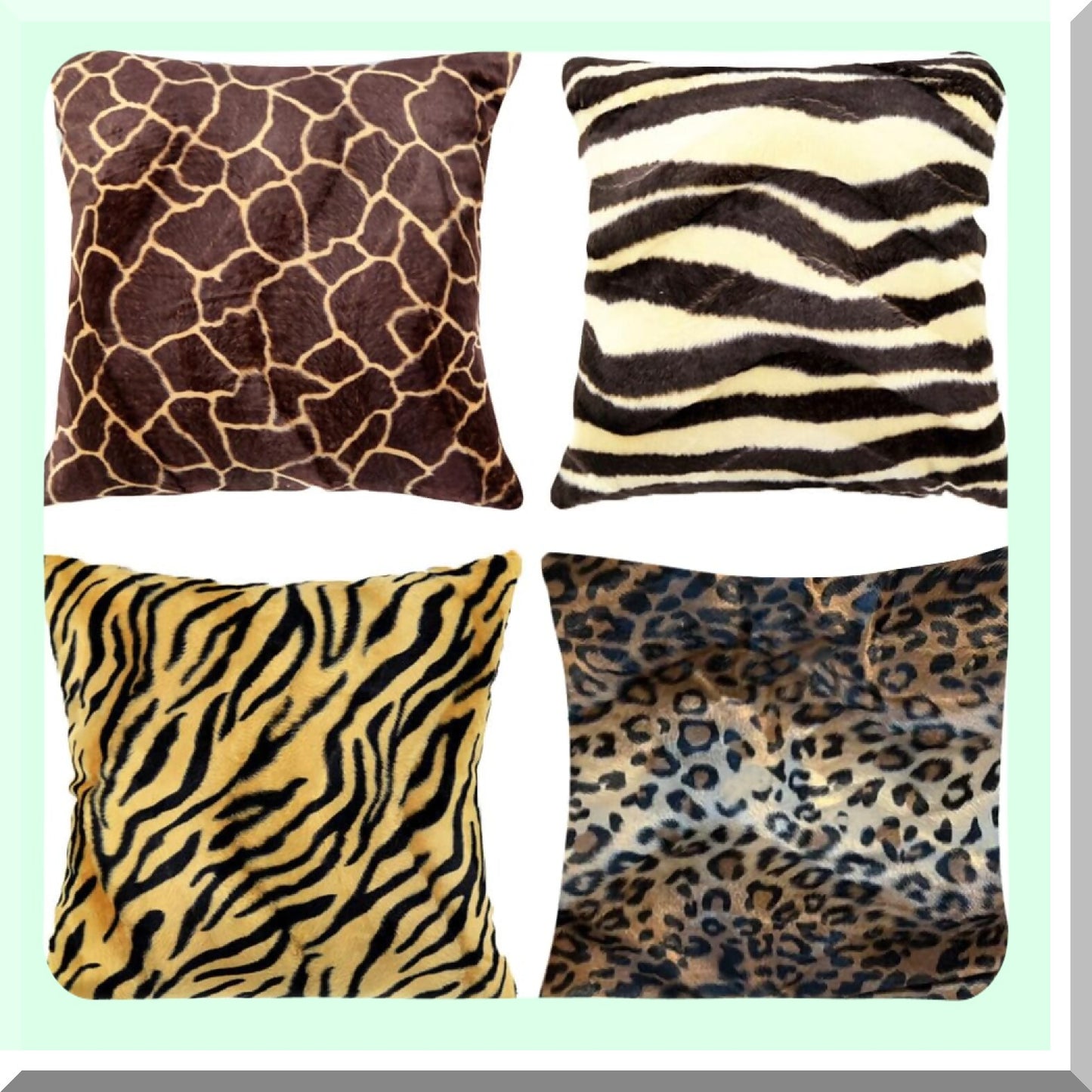 Animal Print Square Pillow Covers - Set of 2 Short Cushion Decorative Throw Pillowcases for Sofa, Bed, Chair, Auto Seat - 18" x 18"