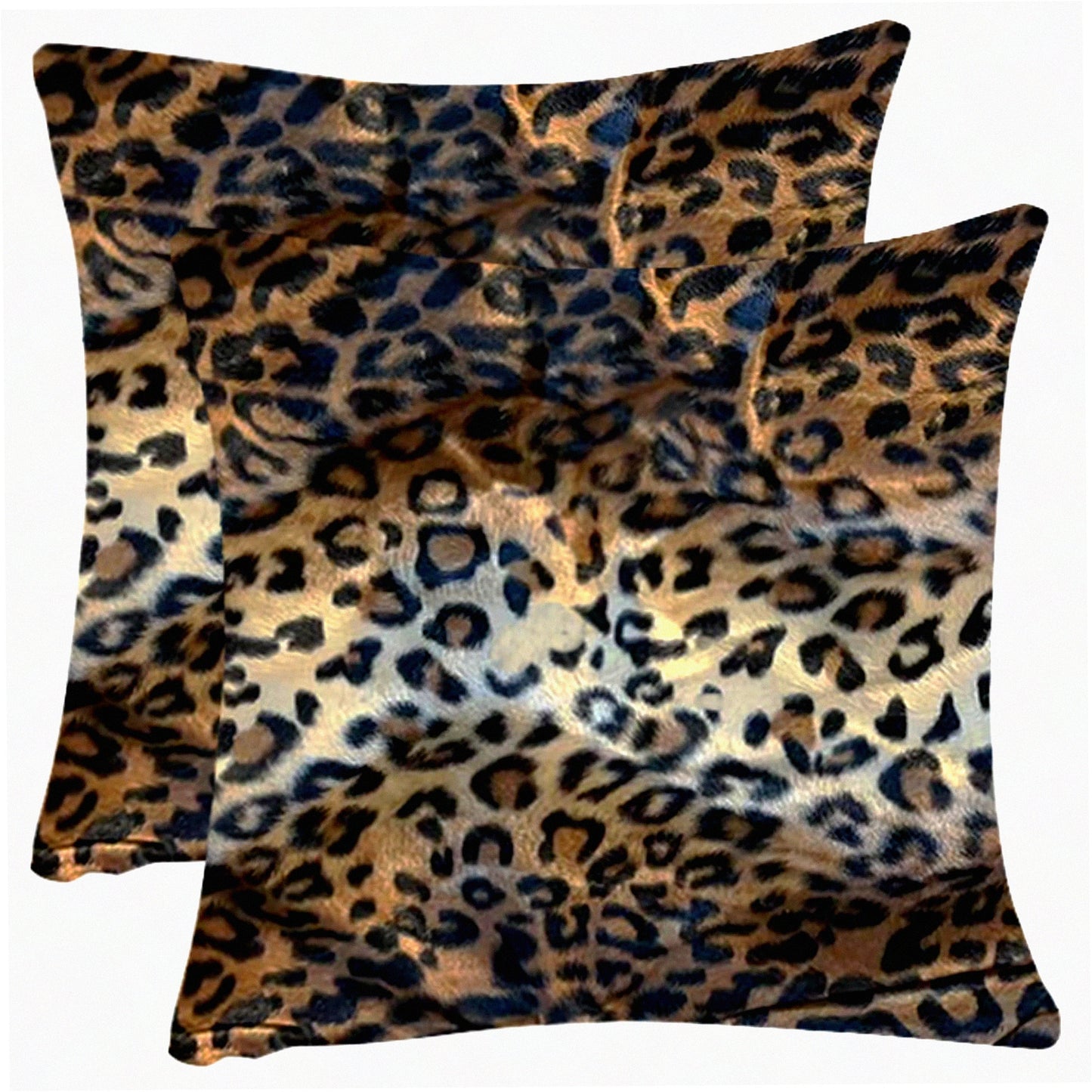 Animal Print Square Pillow Covers - Set of 2 Short Cushion Decorative Throw Pillowcases for Sofa, Bed, Chair, Auto Seat - 18" x 18"