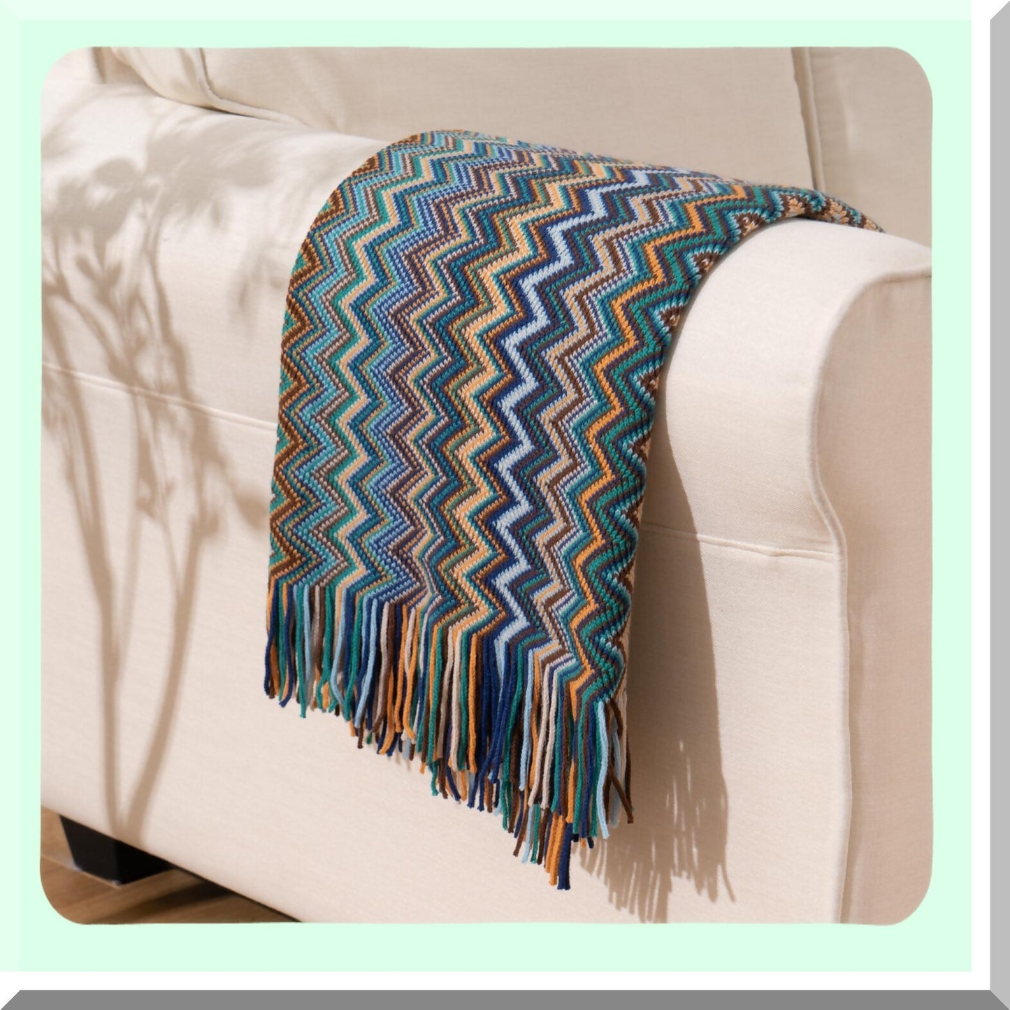 Boho Bliss Teal Throw Blanket - Cozy Decorative Afghan for Couch & Bed, 50"x60""