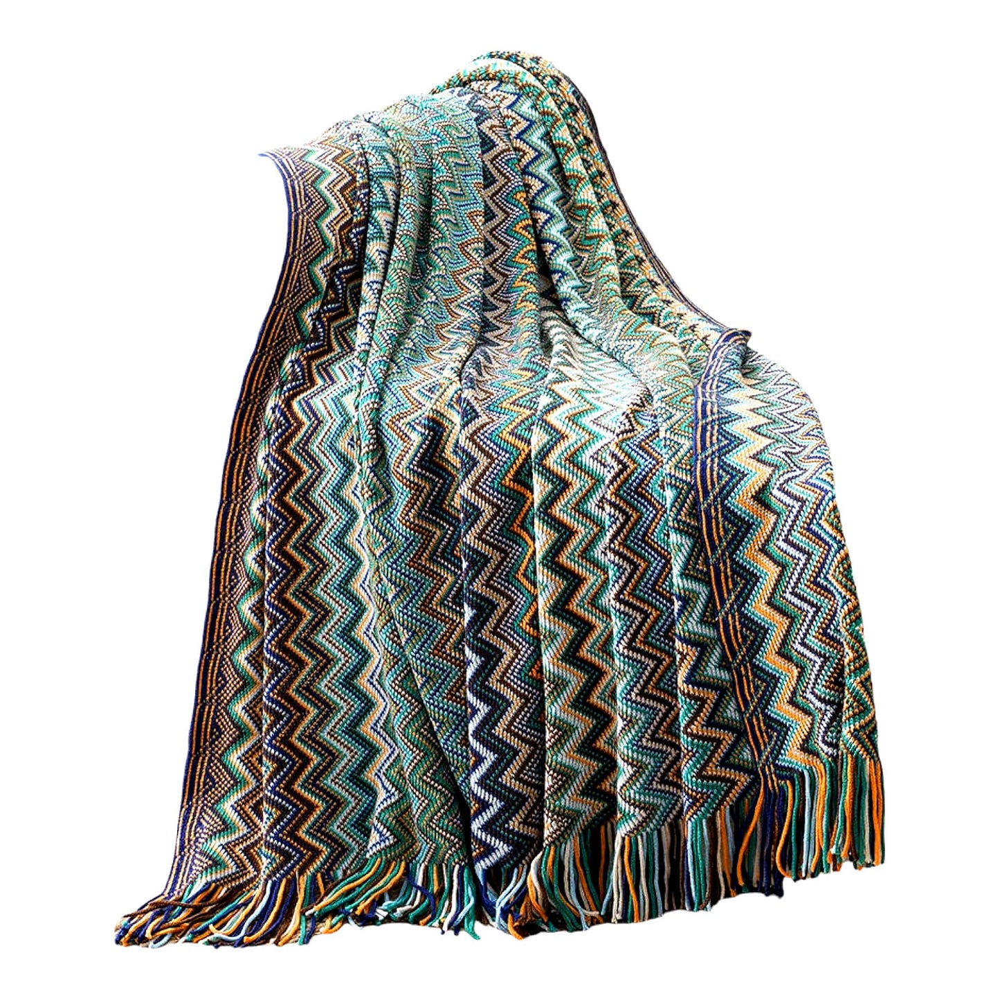 Boho Bliss Teal Throw Blanket - Cozy Decorative Afghan for Couch & Bed, 50"x60""