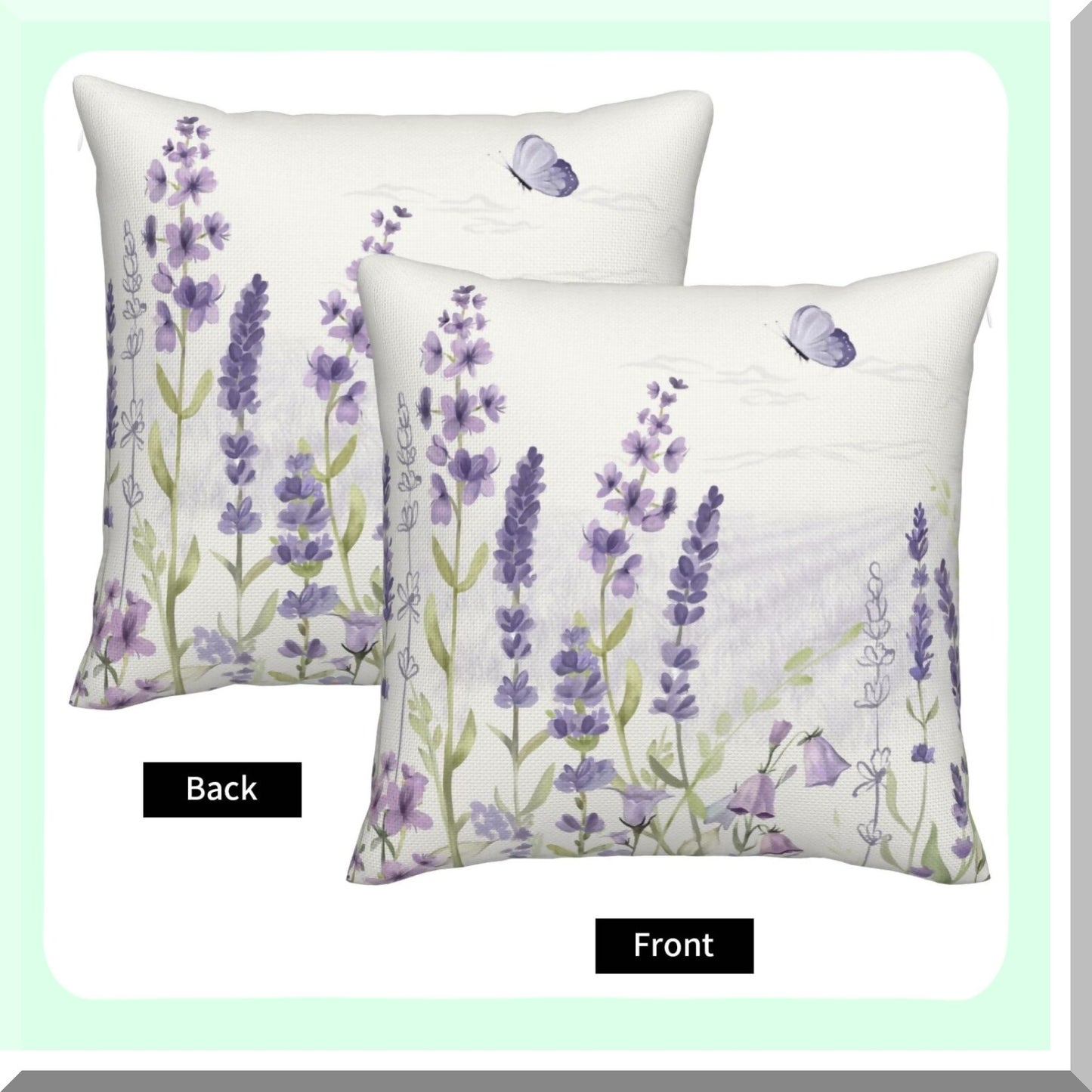 Lavender Fields Decorative Pillow Set - 16x16 Inch Watercolor Floral Cushion Covers for Farmhouse Home Decor, Purple Flowers Throw Pillow Covers for Sofa Couch Outdoor Use