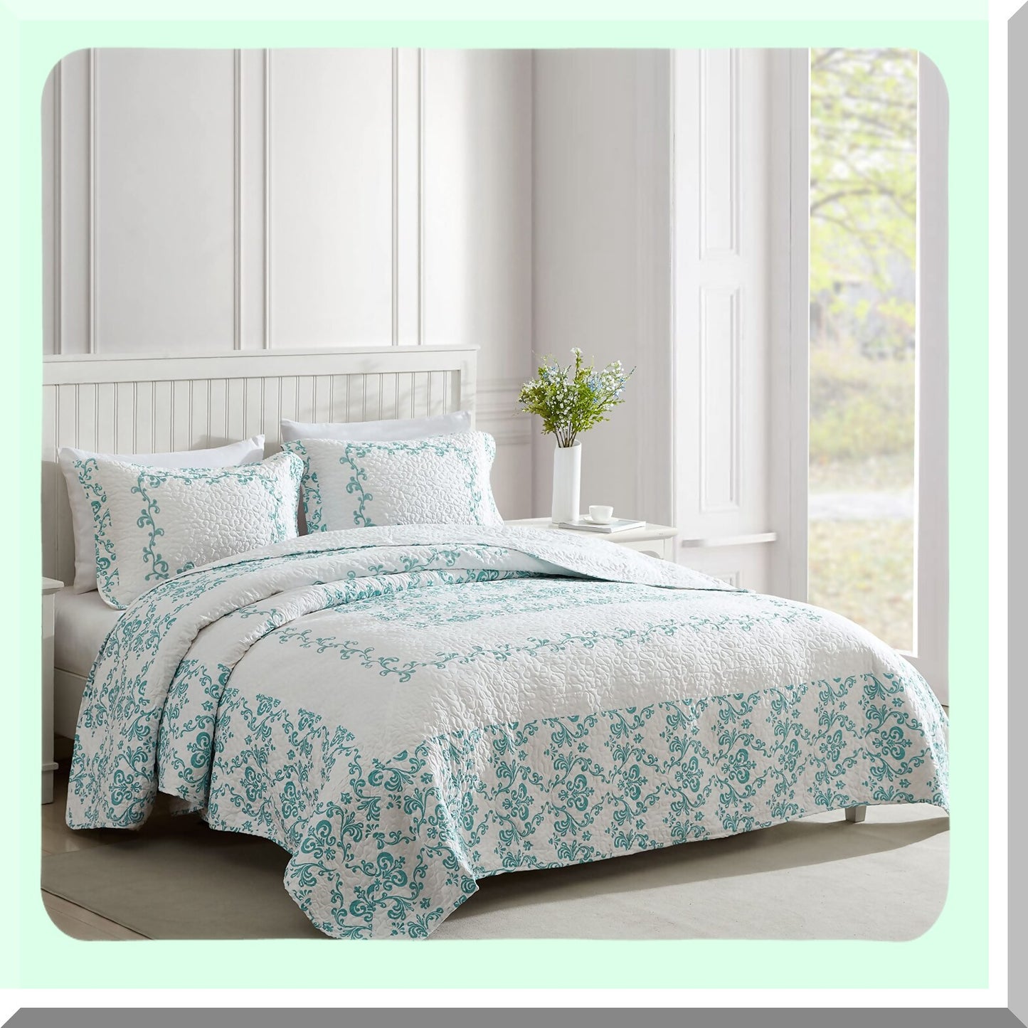 Blue Sky Stitched Pillow Cover - All-Season Standard Sham with Mafalda Embroidery - Lightweight and Cozy Home Decor Accessory