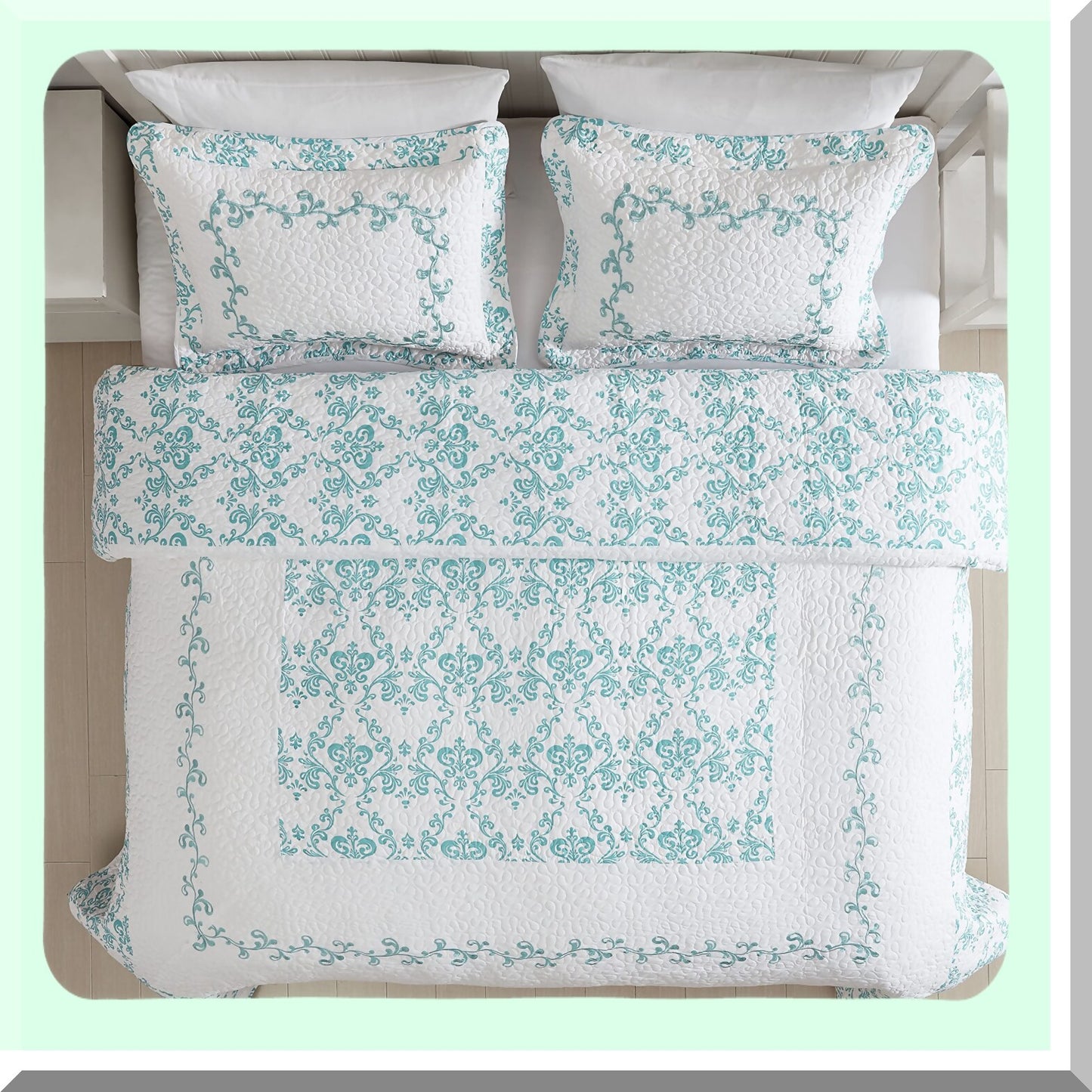 Blue Sky Stitched Pillow Cover - All-Season Standard Sham with Mafalda Embroidery - Lightweight and Cozy Home Decor Accessory