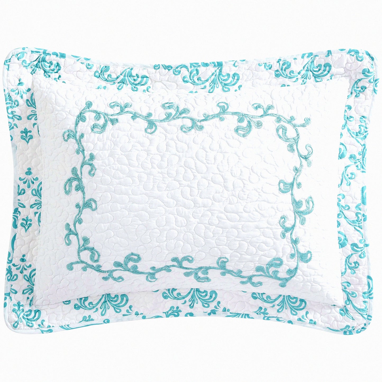 Blue Sky Stitched Pillow Cover - All-Season Standard Sham with Mafalda Embroidery - Lightweight and Cozy Home Decor Accessory