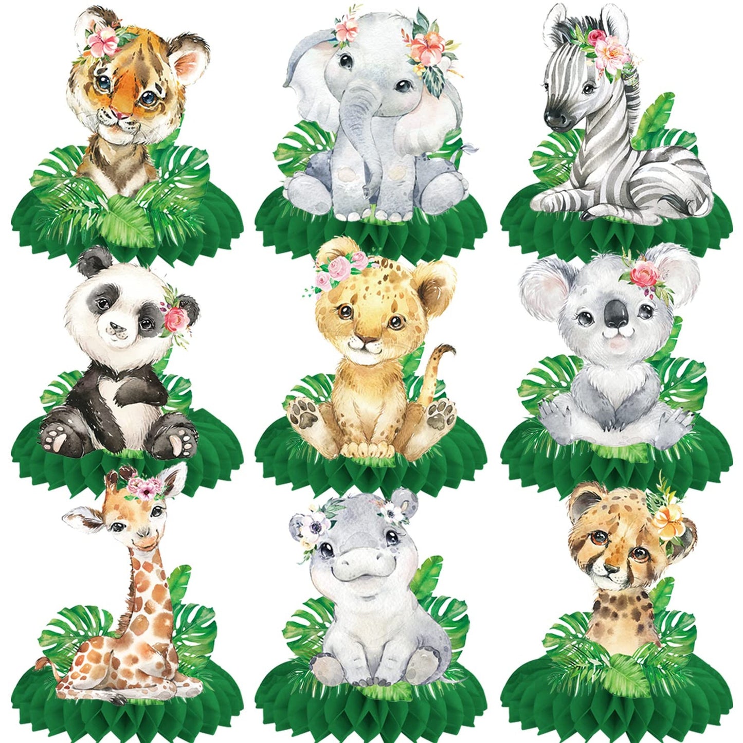 Safari Jungle Honeycomb Centerpieces - Set of 10 | Wild One Party Decorations | Safari Theme Table Centerpieces | Baby Shower Supplies