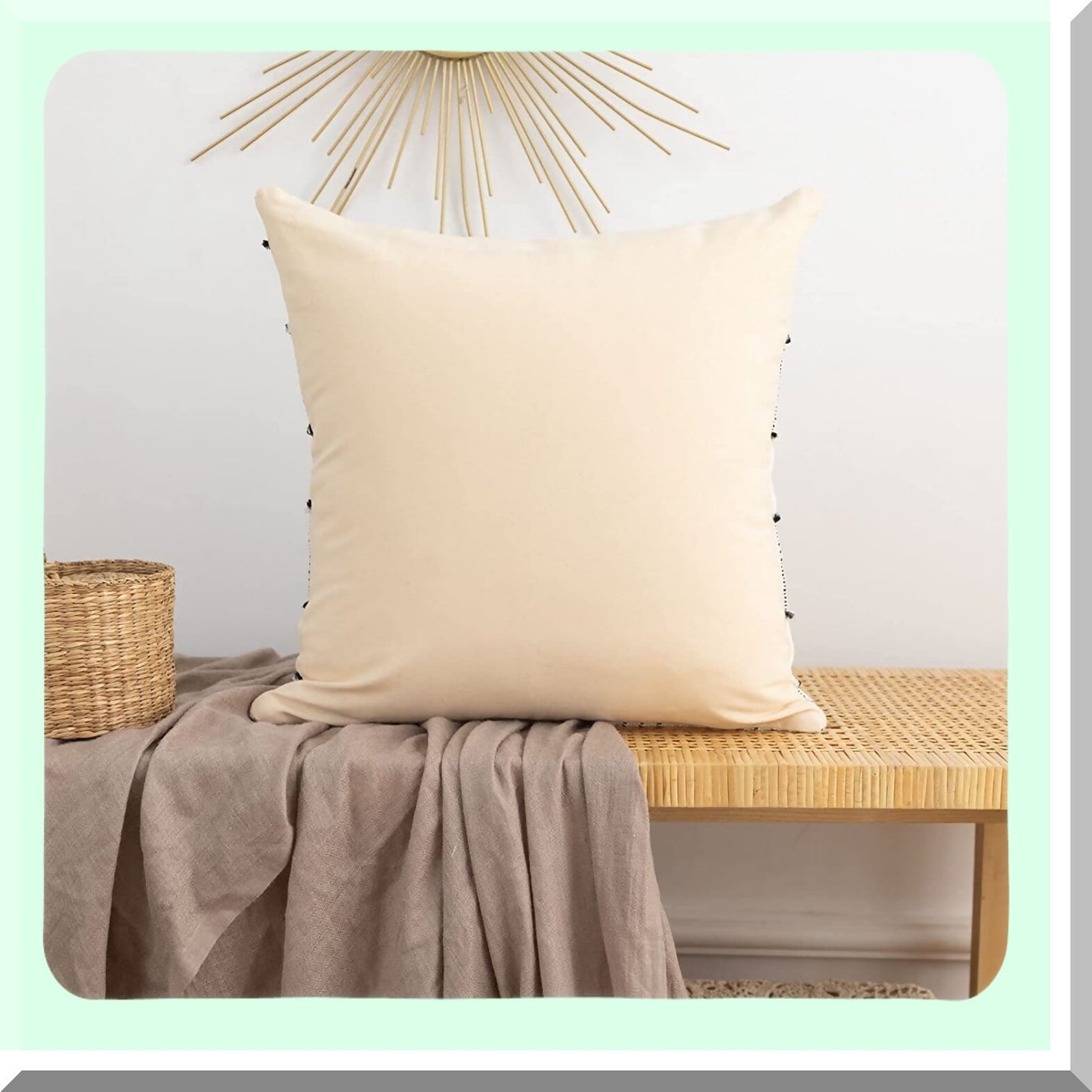 Sparkling Boho Farmhouse Pillow Covers - Set of 2 Grey Blue Striped Woven Decorative 18x18 Inch Square Cushion Cases for Couch Sofa Bedroom Living Room