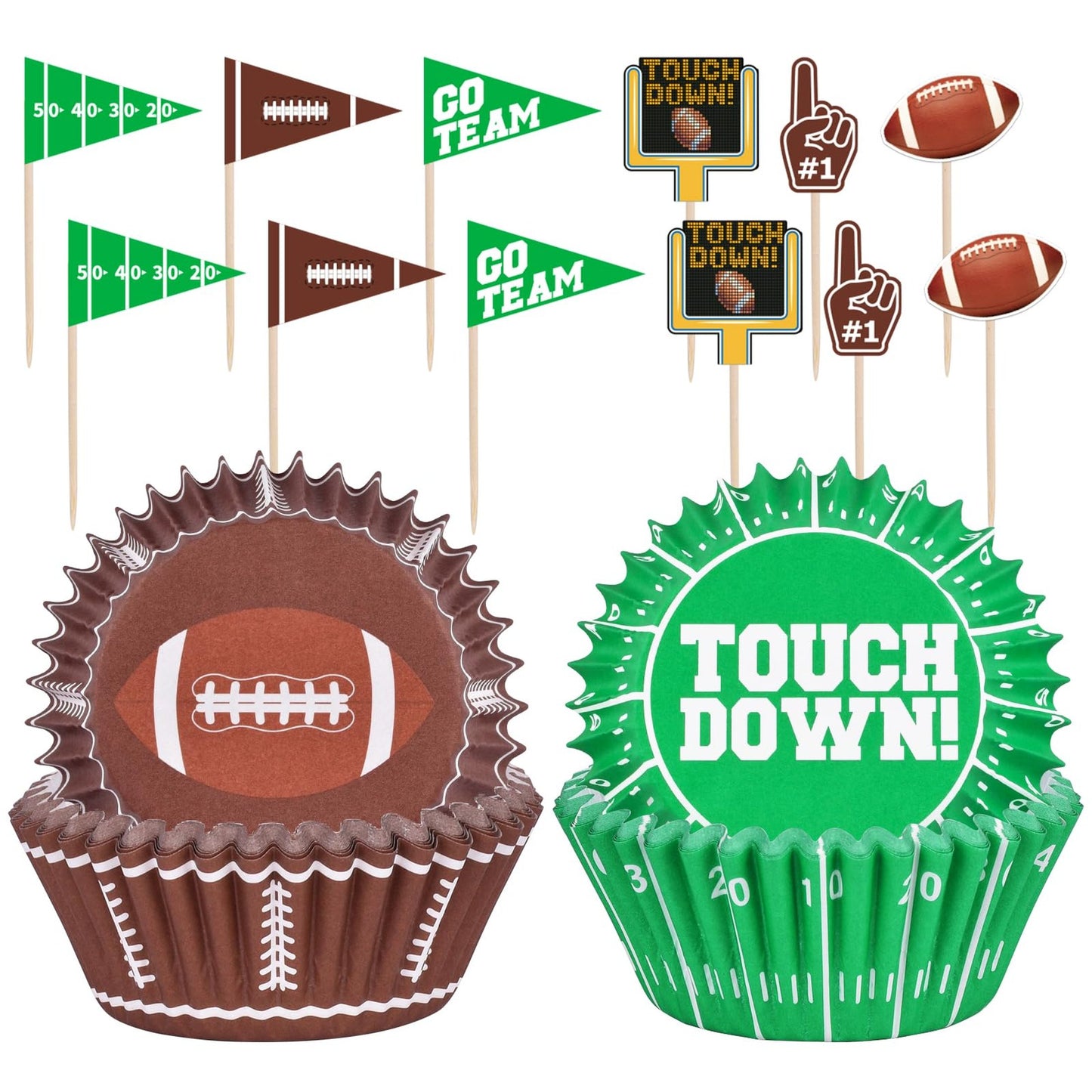 Football Party Supplies: 96-Count Cupcake Liners and Toppers