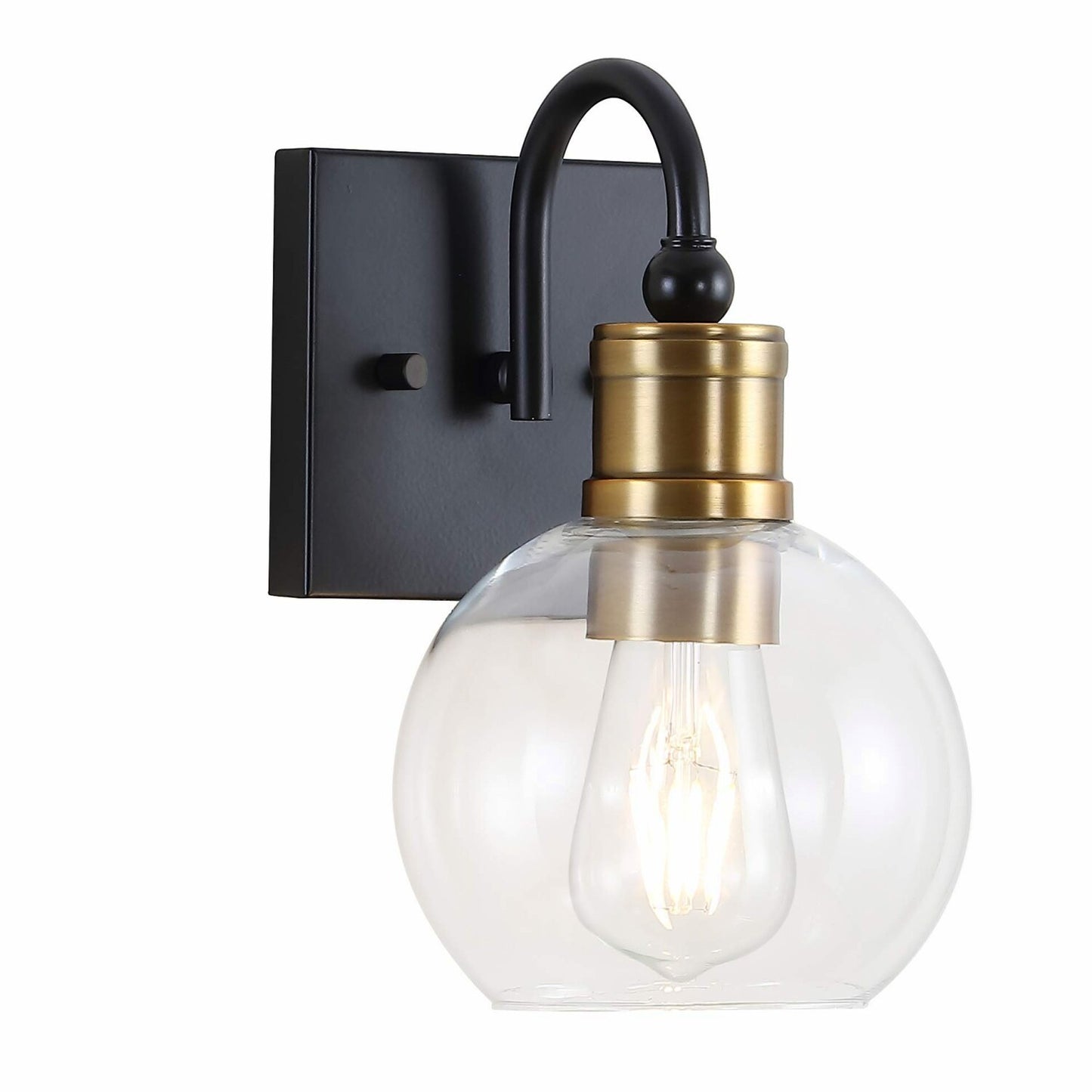 Marais 5.88" Black/Br Gold LED Vanity Light