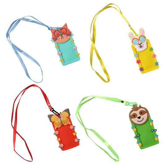 Animal Shaped Card Holders with Lanyards, 6.625x3.25-in. (Pack of 24)