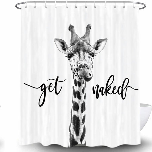 Funny Giraffe Get Naked Shower Curtain 69x70