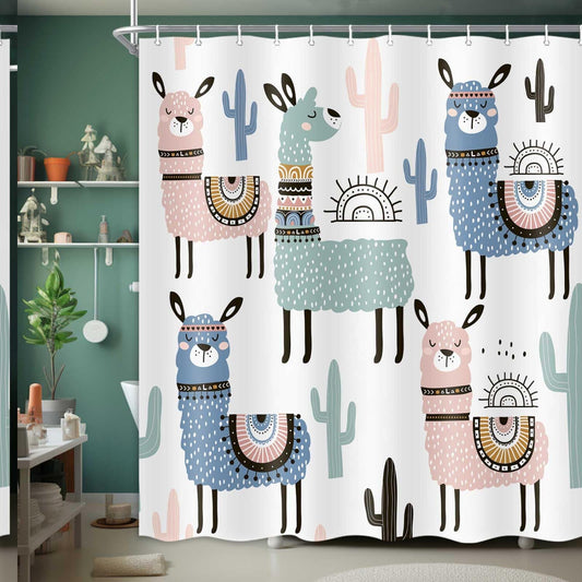 Kids Cartoon Animals Shower Curtain 69x70 Inches