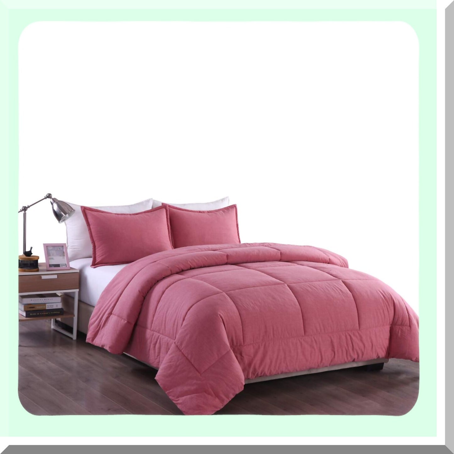 Cotton Comfort Red Full/Queen Bedding Set - Cozy Washed Cotton Comforter for a Mess-Free Bed - Luxurious and Stylish Bedroom Decor