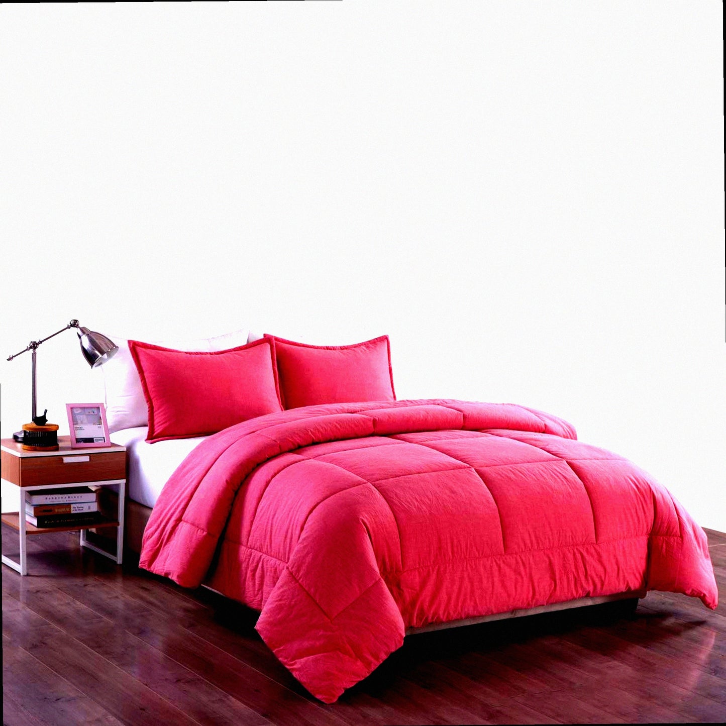 Cotton Comfort Red Full/Queen Bedding Set - Cozy Washed Cotton Comforter for a Mess-Free Bed - Luxurious and Stylish Bedroom Decor