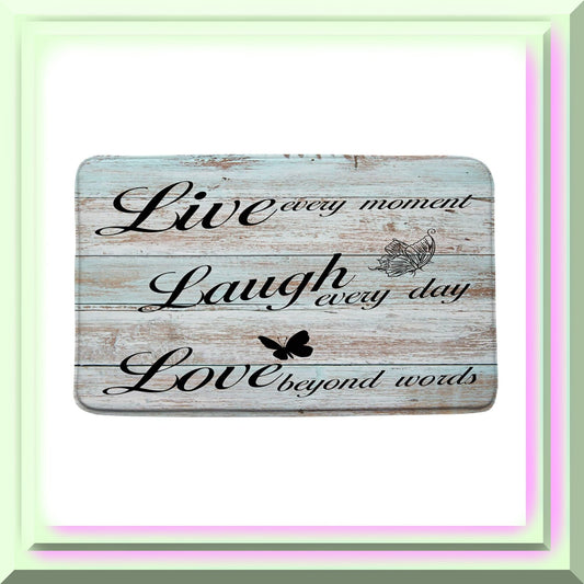 Live Laugh Love Bath Mat 17.8"x29.5" Rustic Teal