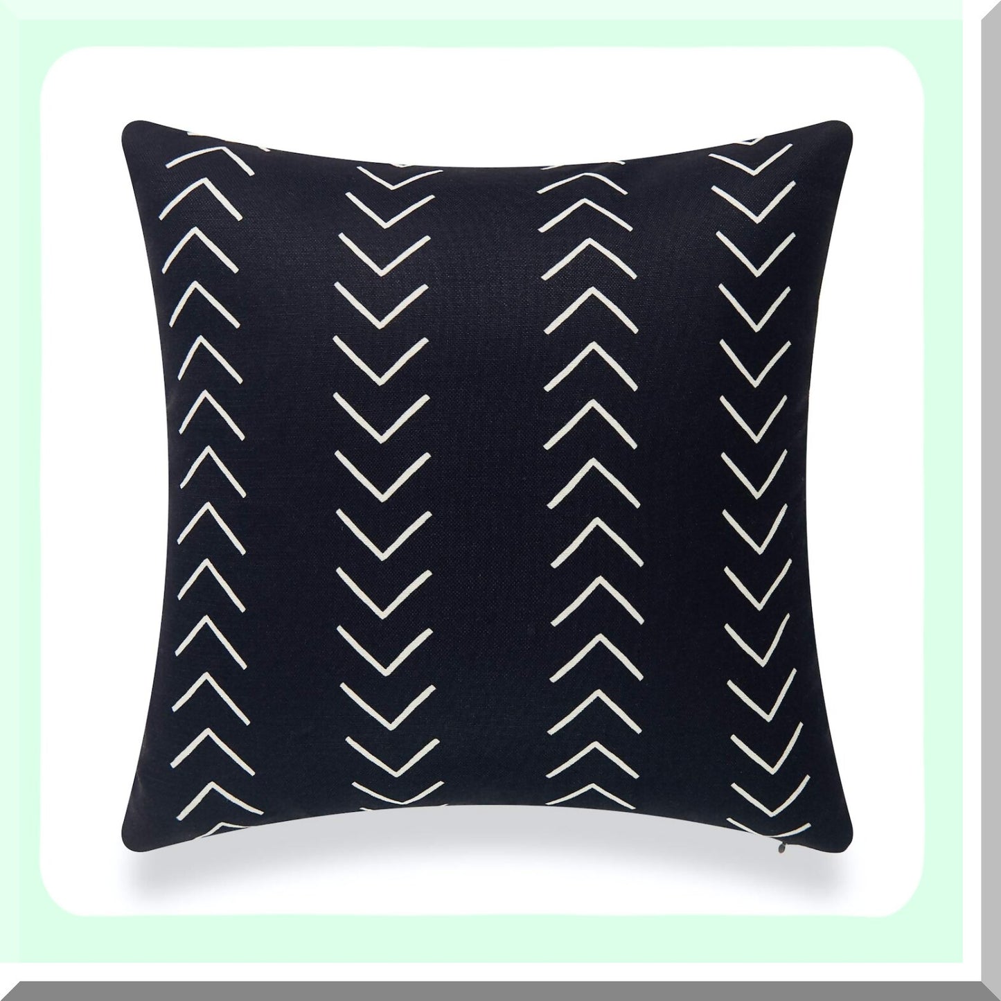 Mountain Stripe Cotton Throw Pillow Cover - Mud Cloth Inspired Black & White Case - Heavy Weight 18"x18" Decorative Cushion Protector