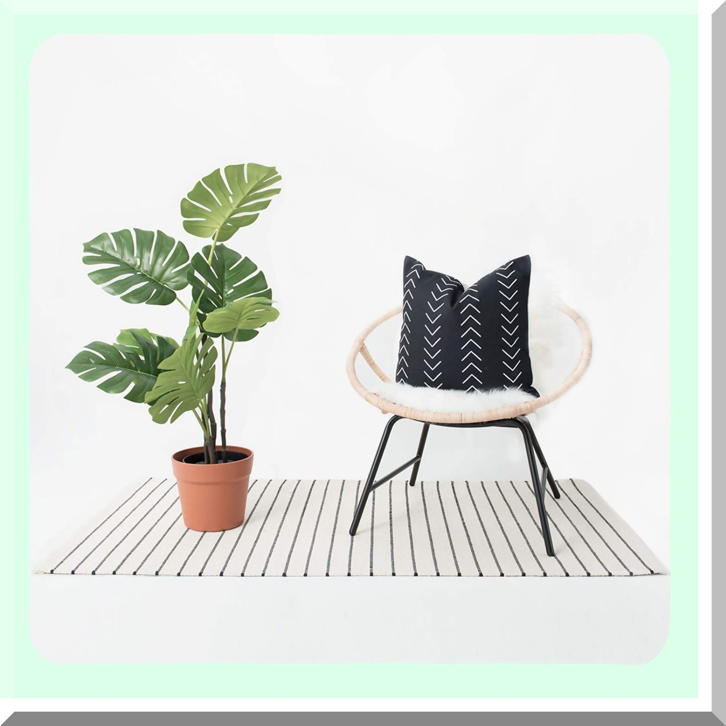 Mountain Stripe Cotton Throw Pillow Cover - Mud Cloth Inspired Black & White Case - Heavy Weight 18"x18" Decorative Cushion Protector