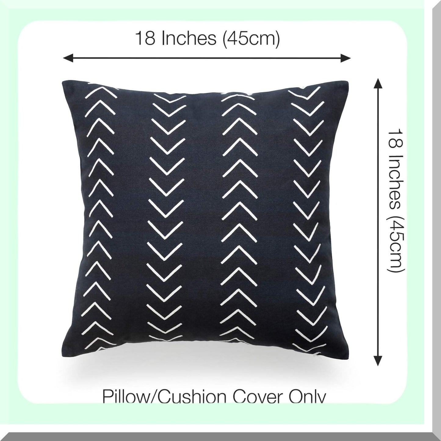 Mountain Stripe Cotton Throw Pillow Cover - Mud Cloth Inspired Black & White Case - Heavy Weight 18"x18" Decorative Cushion Protector