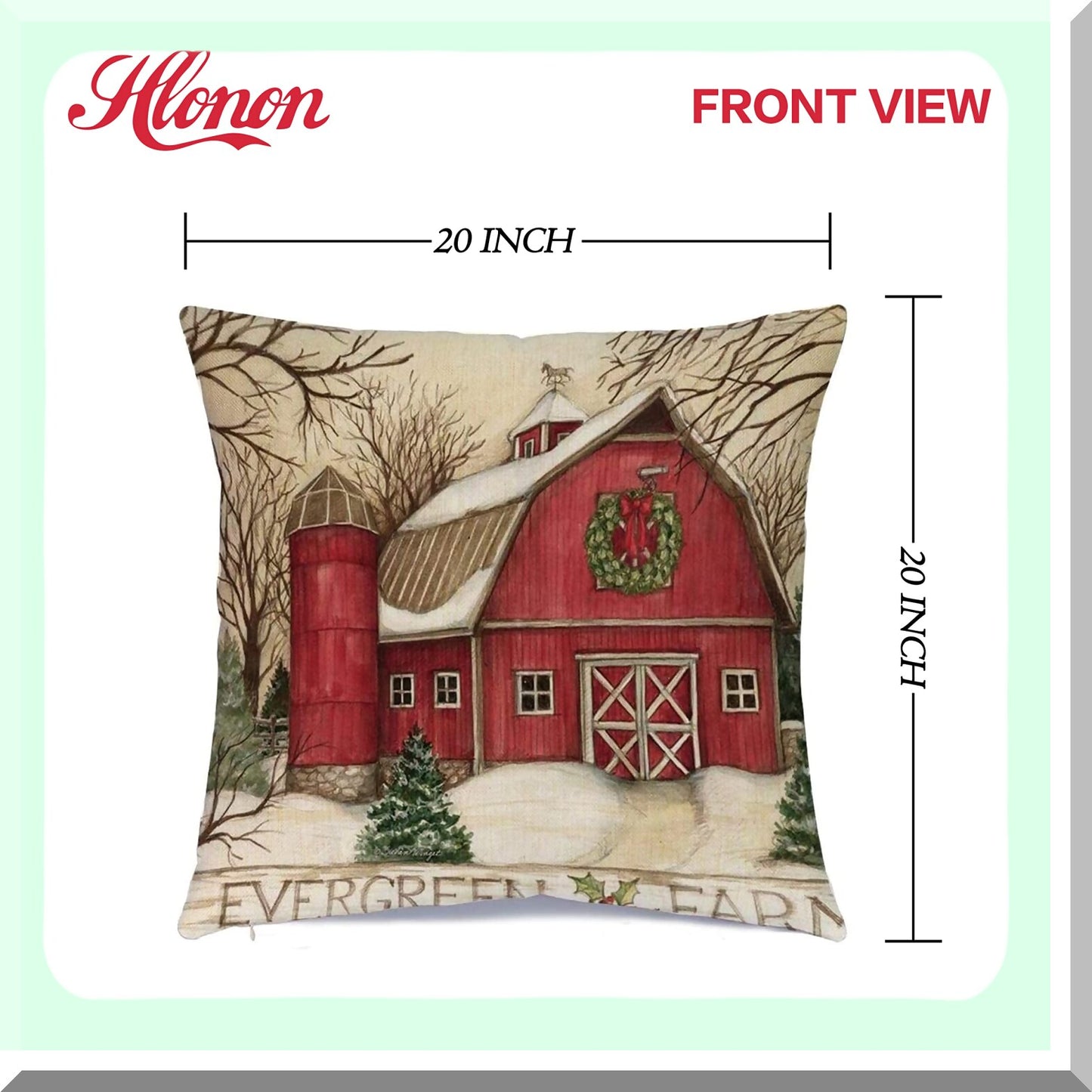 Festive Holiday Pillow Covers - Set of 4 Xmas Series 20x20 Inch Cushion Pillowcases with Custom Zipper - Decorative Square Pillow Cover