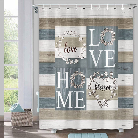 Farmhouse Cotton Shower Curtain 72x72 Inches