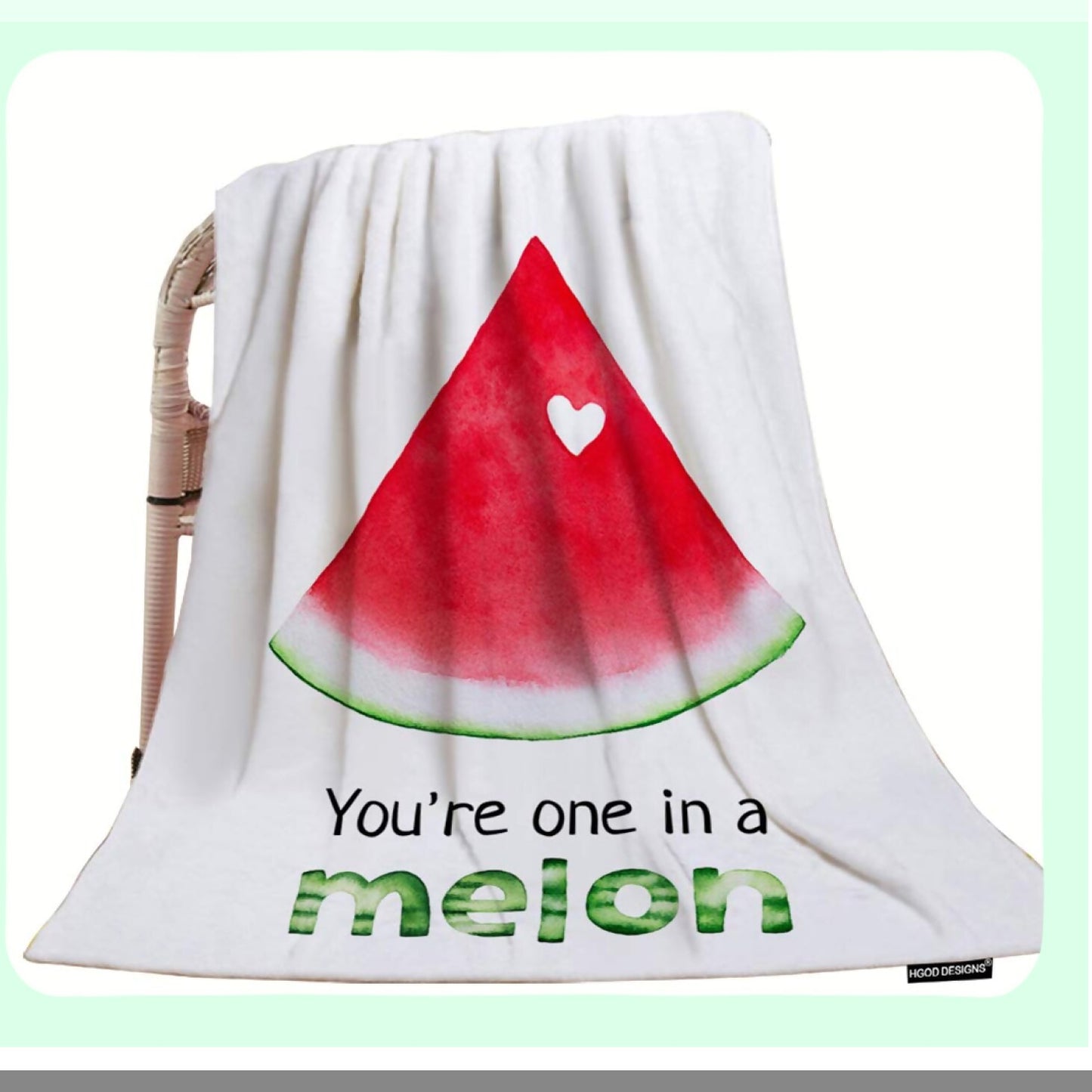 One in a Melon Watermelon Throw Blanket - Soft, Warm, Decorative Blanket for Baby, Toddler, Pets - 30"x40" - Fresh Bright Red Design"