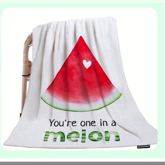 One in a Melon Watermelon Throw Blanket - Soft, Warm, Decorative Blanket for Baby, Toddler, Pets - 30"x40" - Fresh Bright Red Design"
