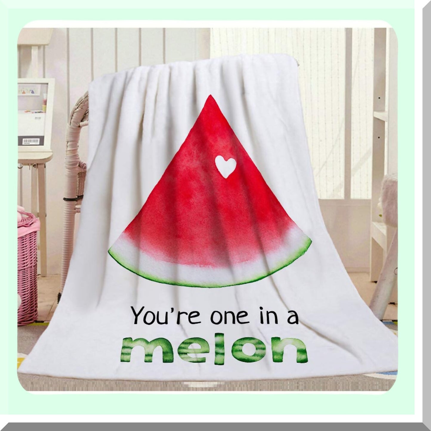 One in a Melon Watermelon Throw Blanket - Soft, Warm, Decorative Blanket for Baby, Toddler, Pets - 30"x40" - Fresh Bright Red Design"