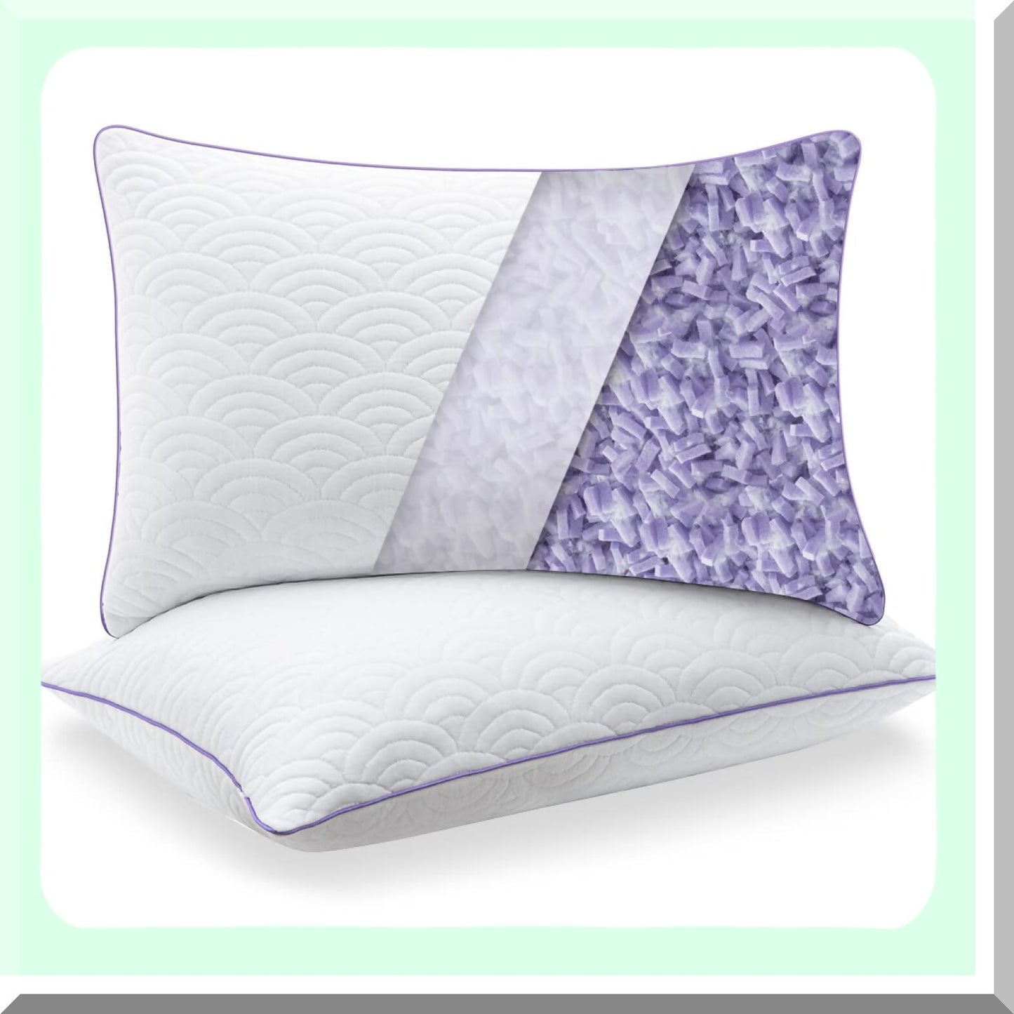 CoolDream Memory Foam Gel Pillows - Queen Size Set of 2 Adjustable Luxury Pillows for Side, Back, and Stomach Sleepers with Washable Cover.