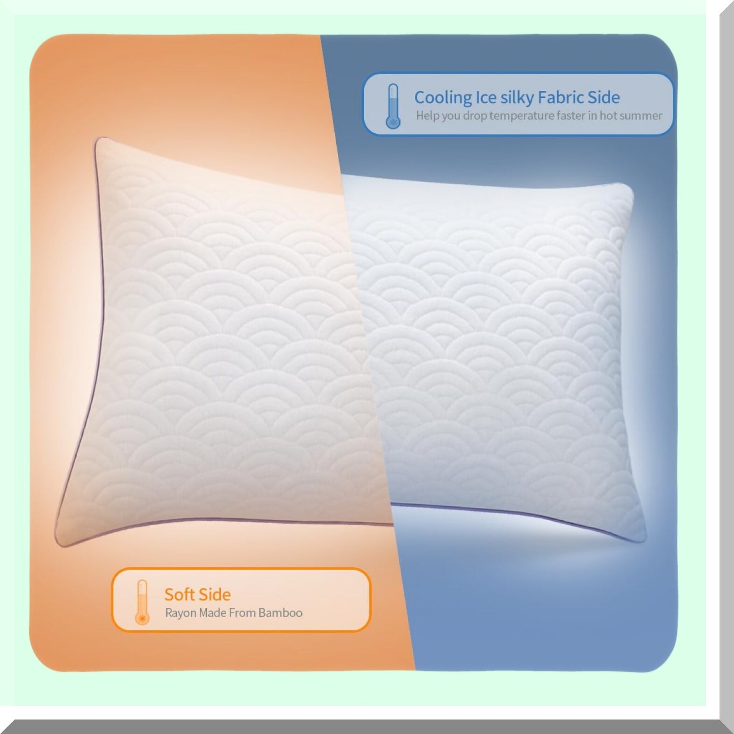 CoolDream Memory Foam Gel Pillows - Queen Size Set of 2 Adjustable Luxury Pillows for Side, Back, and Stomach Sleepers with Washable Cover.