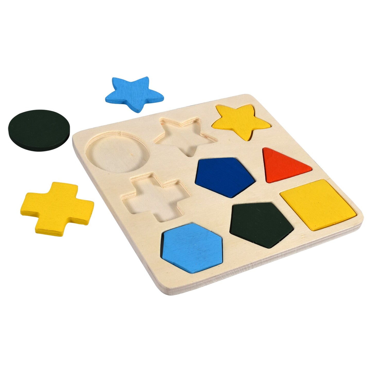 Real Wood Toys Basic Shapes Wooden Puzzles, 9 pc. (Pack of 36)