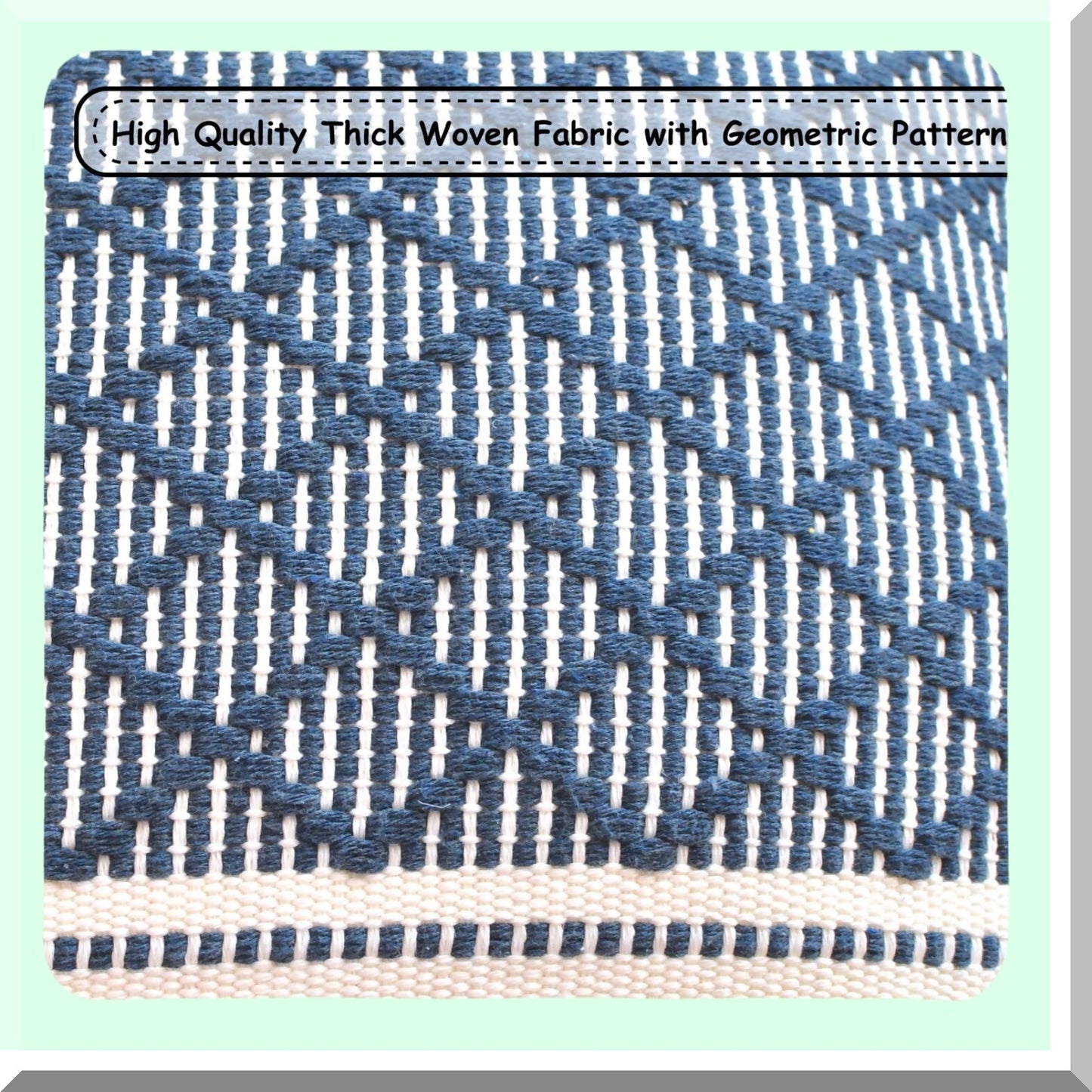 Boho Navy Blue Lumbar Pillow Set - 12x20 Inch Rectangle Cushion Covers for Couch Sofa/Farmhouse Decor - Woven Accent Chair Pillow Cases (Set of 2)