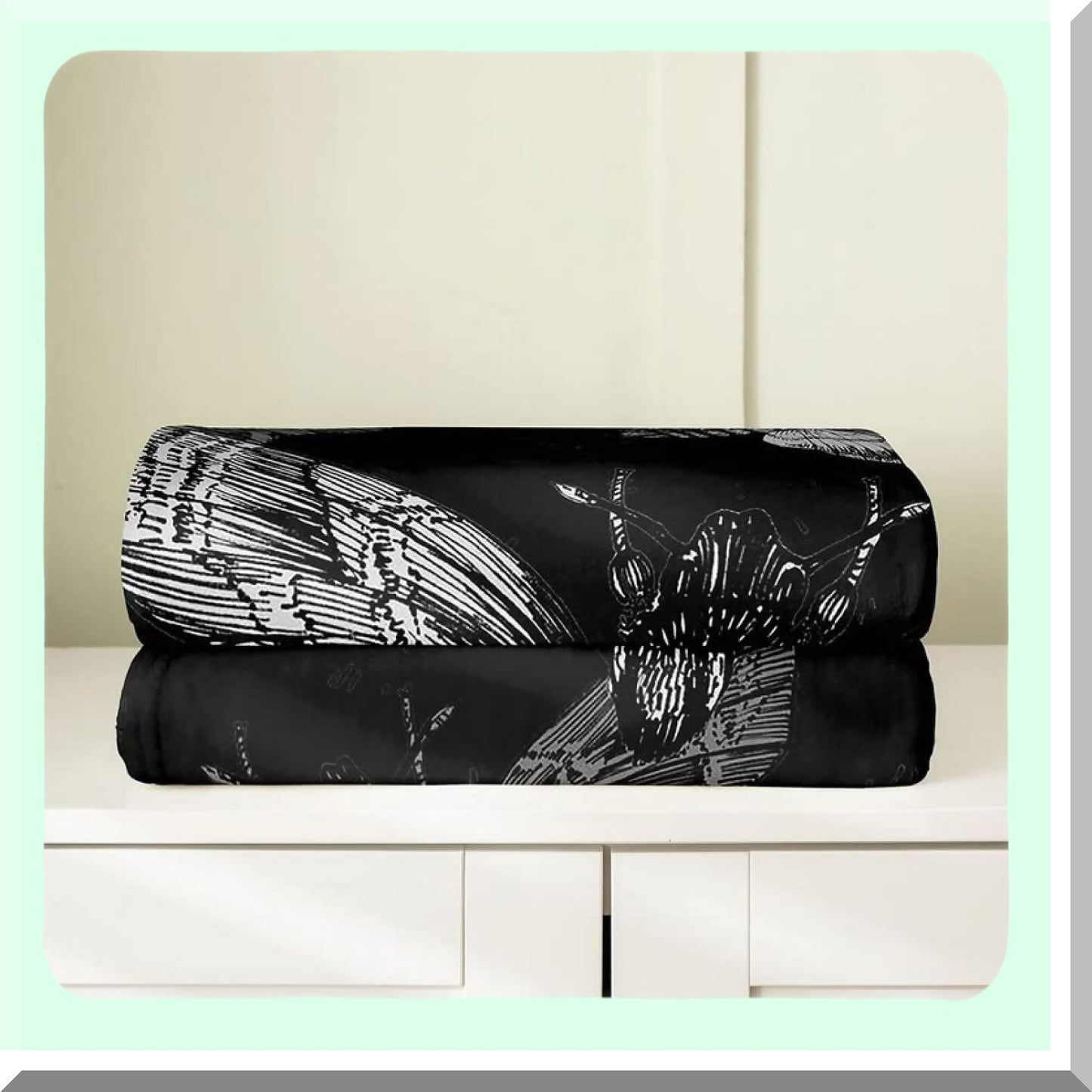 Gothic Moth Fleece Throw Blanket - Cozy All-Season Bed & Sofa Decor, Dark Boho Skeleton Design, Plush 50"x60"