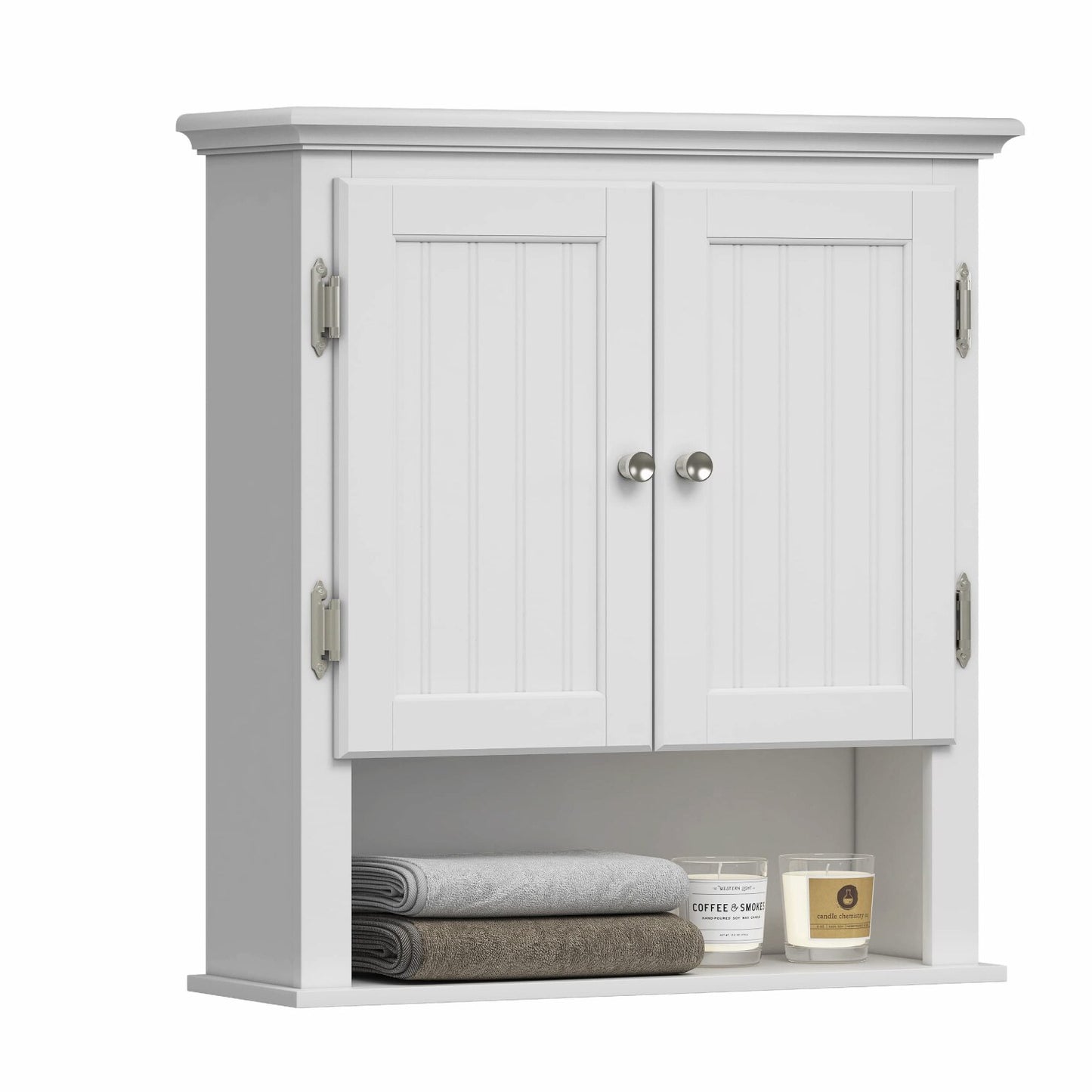 White Bathroom Wall Cabinet 8"D x 23"W x 25"H