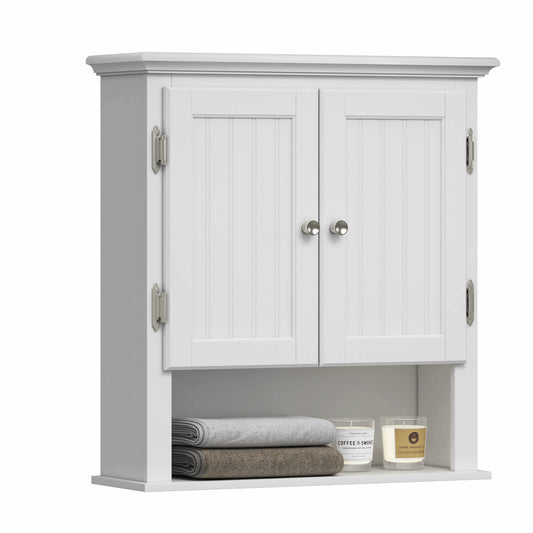 White Bathroom Wall Cabinet 8"D x 23"W x 25"H
