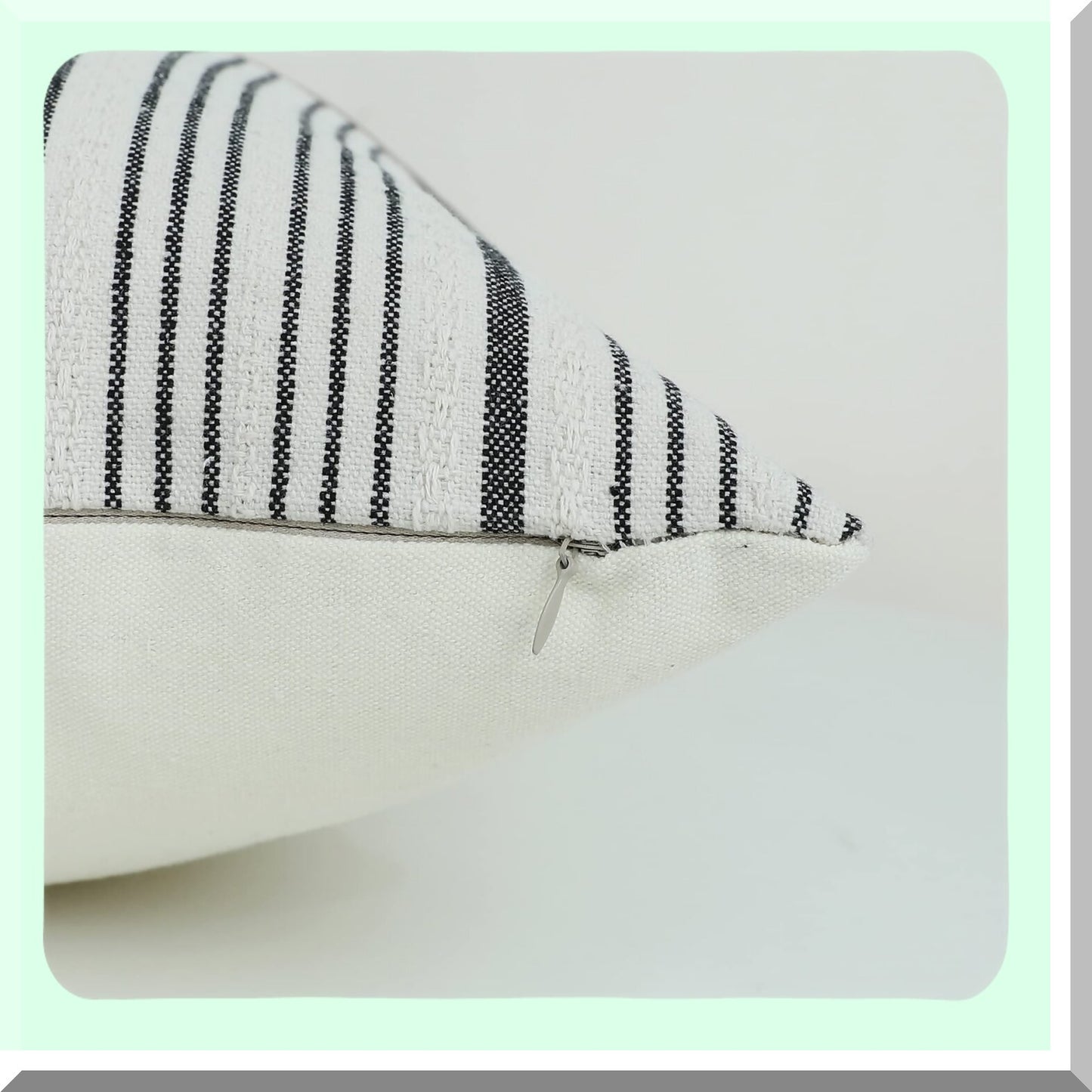 Farmhouse Stripes Textured Lumbar Pillow Covers - Set of 2, Cotton Tan Leather Decorative Case for Sofa Couch Chair Bedroom, 12 x 20 Inch