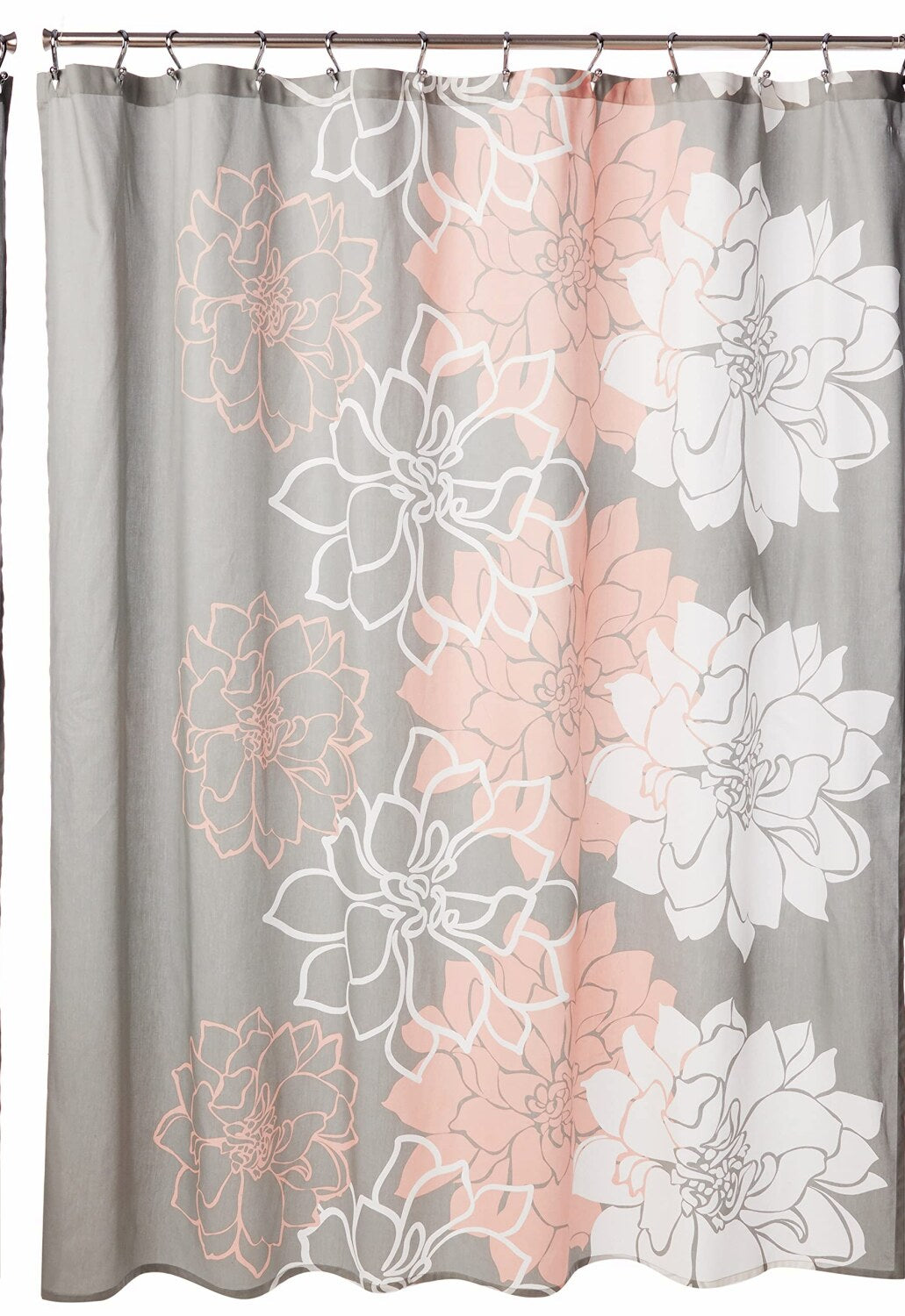 Lola 100% Cotton Shower Curtain 72x72" Grey/Peach