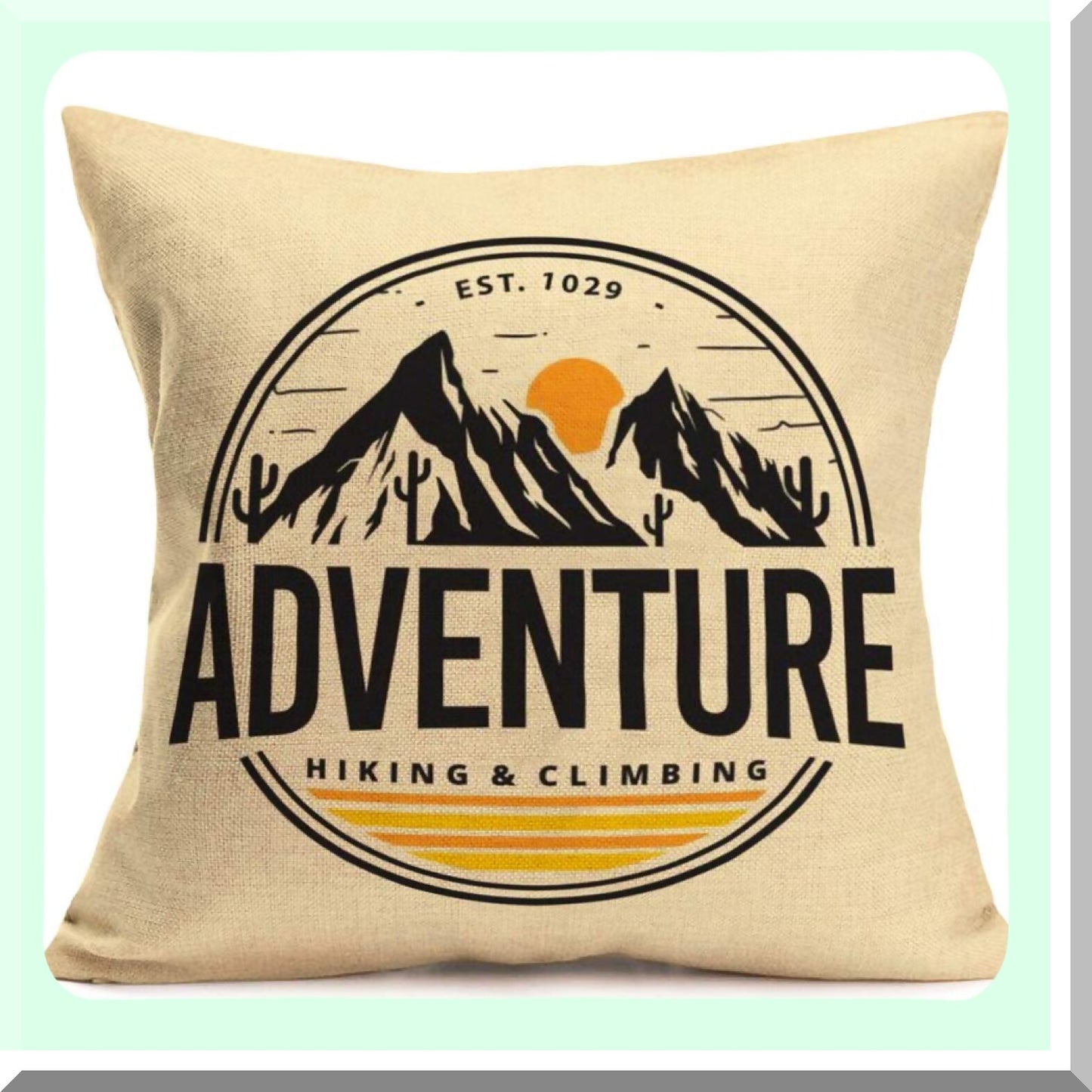 Wilderness Adventure Mountain Pillow Covers - Set of 6 Vintage Forest Camping Decorative Cushion Cases - Outdoor Cotton Linen Square 18x18 Inch