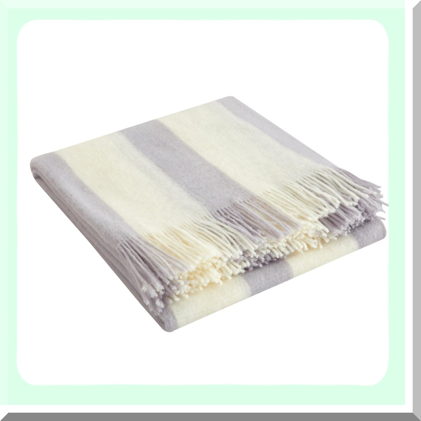 Lavender Luxe Plush Cashmere Throw - Super Soft Two Tone Striped Design with Tel Fringe, 50x60