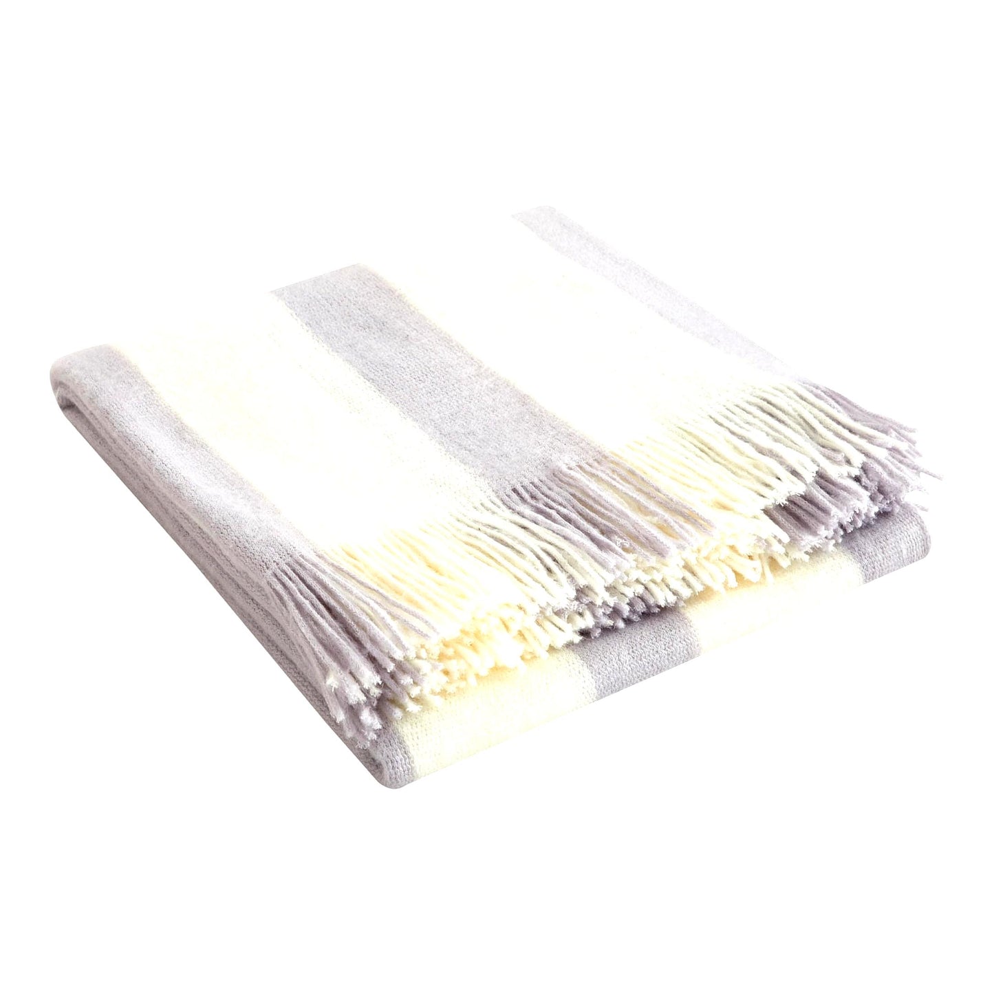 Lavender Luxe Plush Cashmere Throw - Super Soft Two Tone Striped Design with Tel Fringe, 50x60