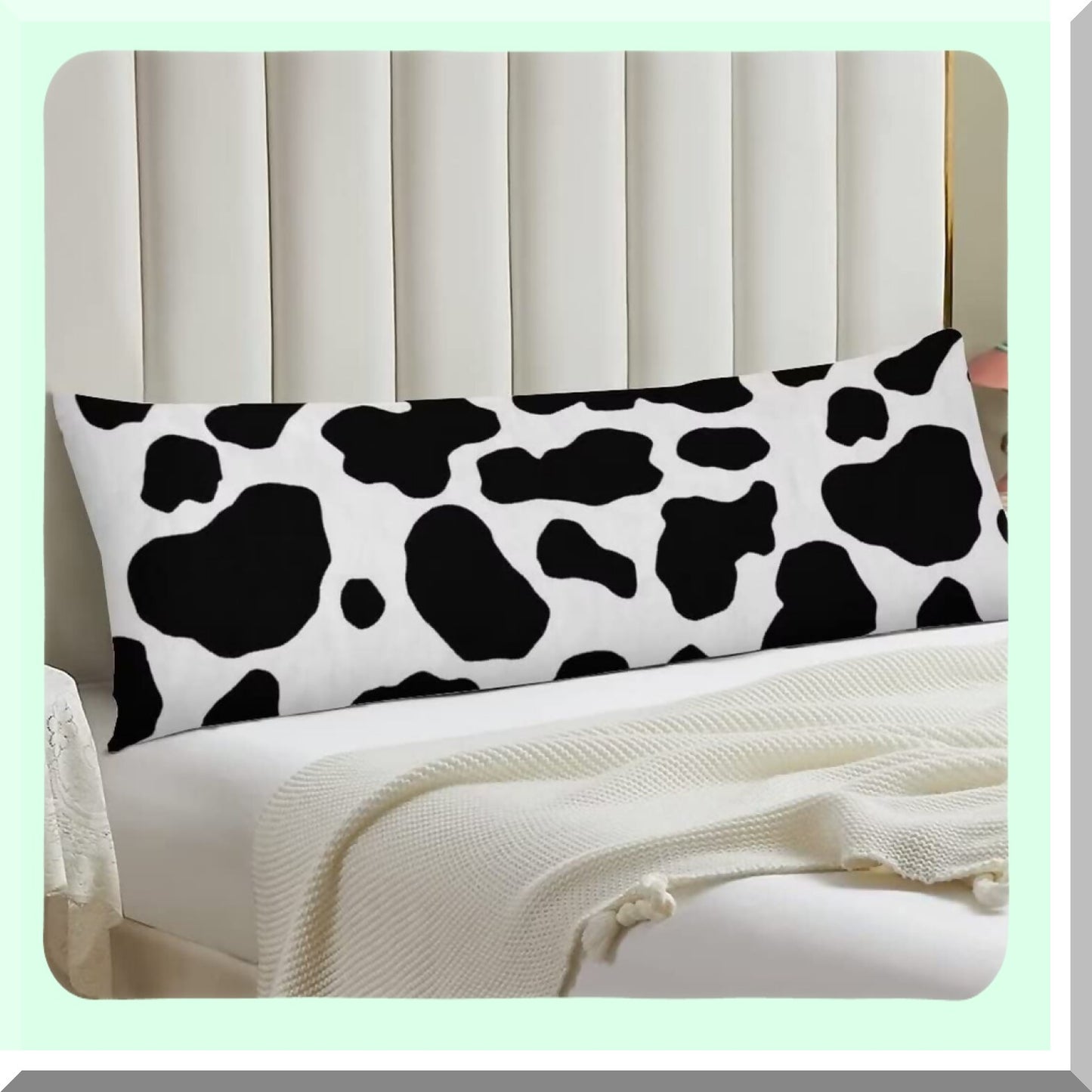 Cowhide Comfort Body Pillowcase - Black & White Cow Print Design | Farmhouse Animal Decorative Pillow Cover | Zippered Protector for Bedroom & Couch | Large Cushion Case 20"x54" - Home Gift