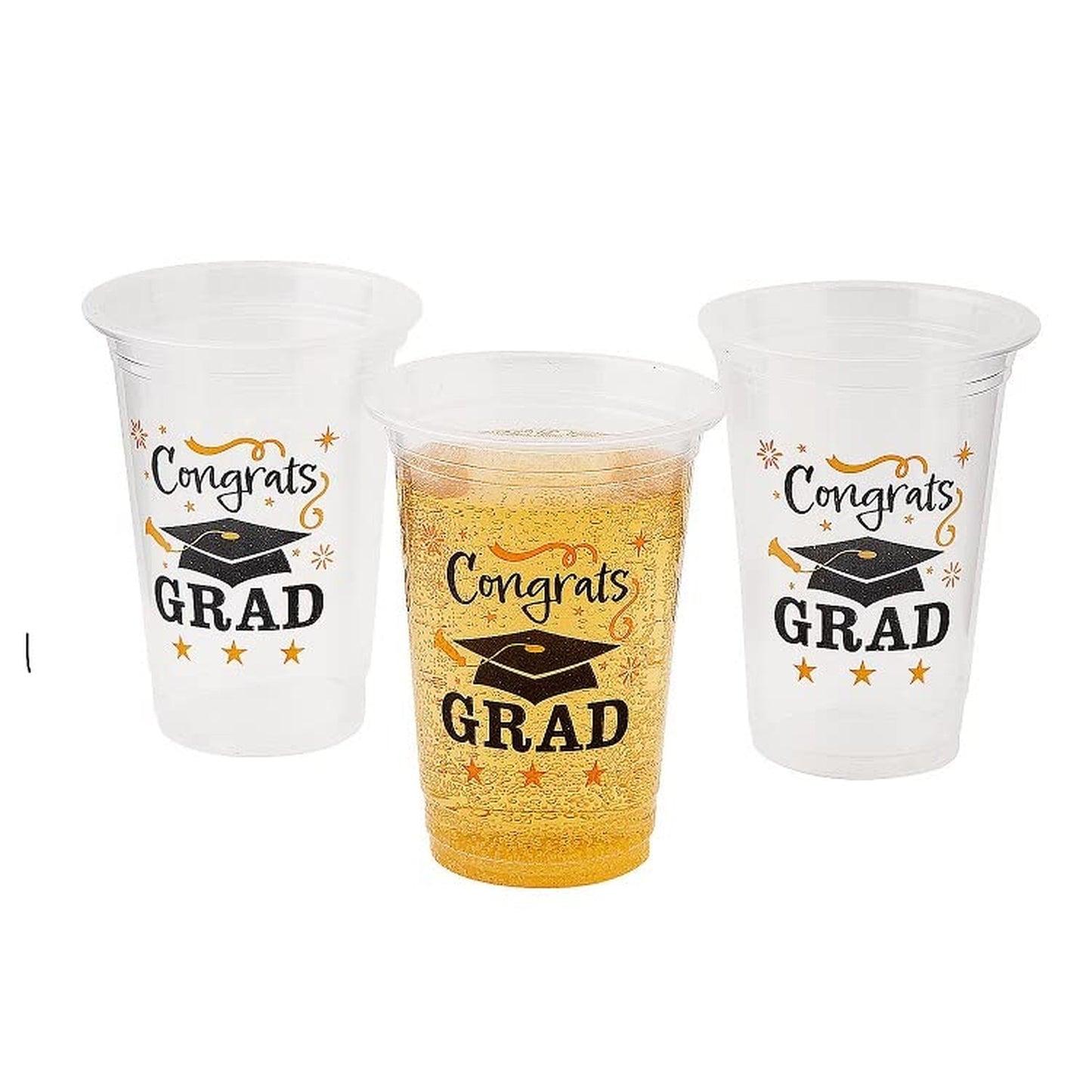 Graduation Cheers Cups - Celebrate with these 50 Congrats Grad plastic cups, perfect for your graduation party supplies. Raise a toast to the new grad!
