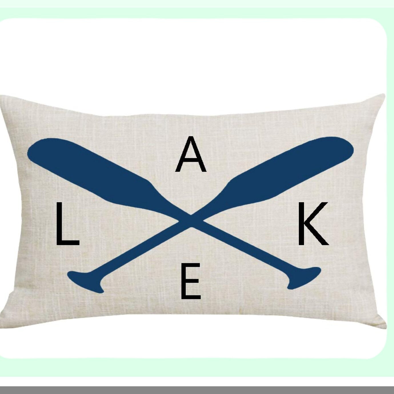 Blue Lake Summer Decorative Pillowcase - Cotton Linen Throw Pillow Cover - 12 x 20 Inches - Sofa Chair Bed Decoration - Lumbar Pillow Case