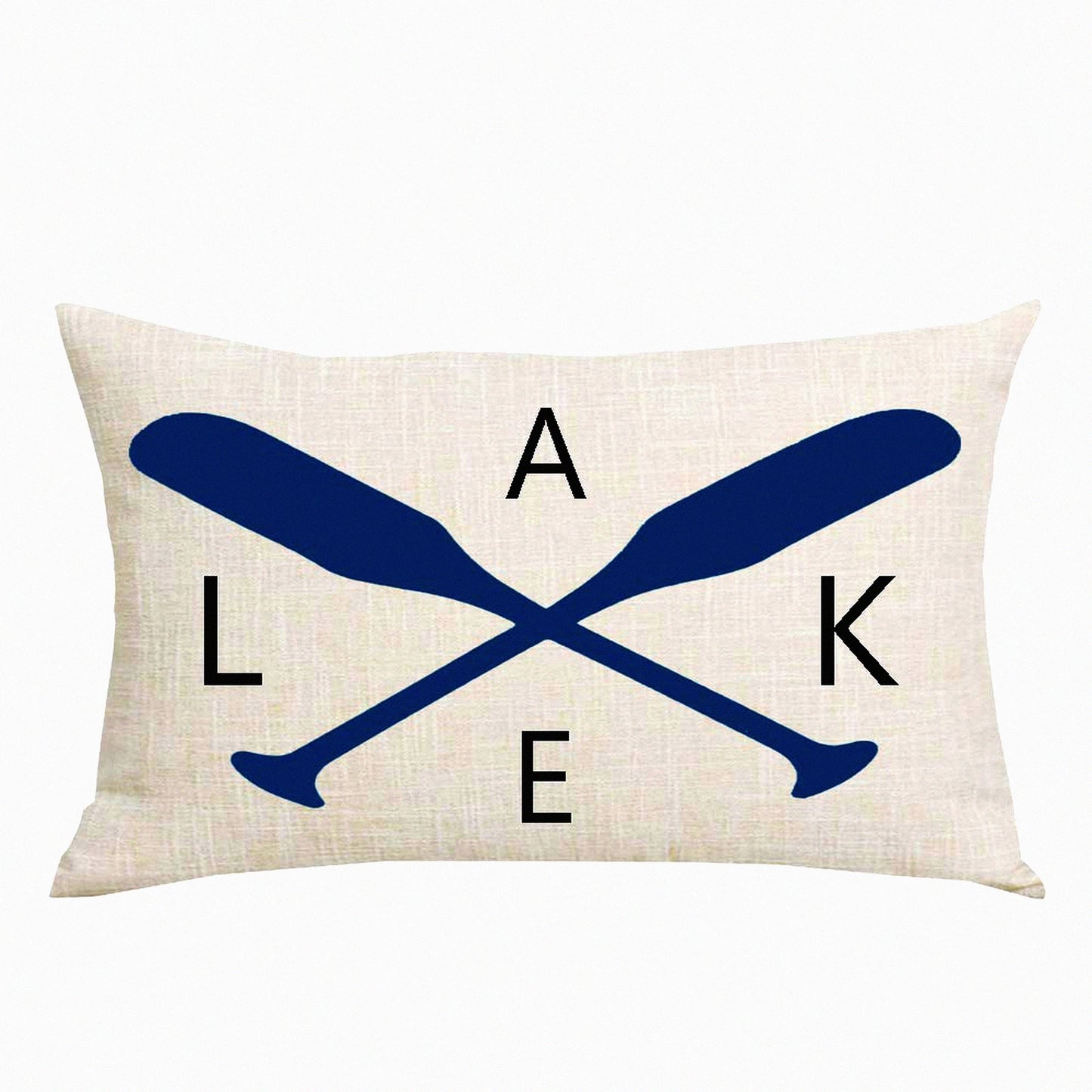 Blue Lake Summer Decorative Pillowcase - Cotton Linen Throw Pillow Cover - 12 x 20 Inches - Sofa Chair Bed Decoration - Lumbar Pillow Case