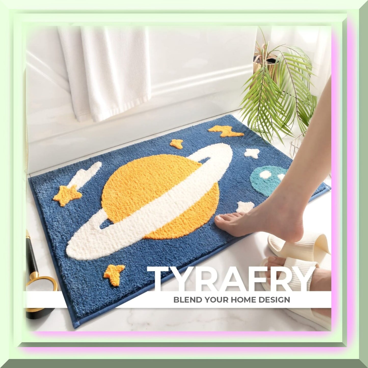 Space Bathroom Rug 20x31 Microfiber Non-Slip